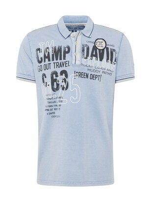 camp david Shirt Duifblauw / Zwart / Wit