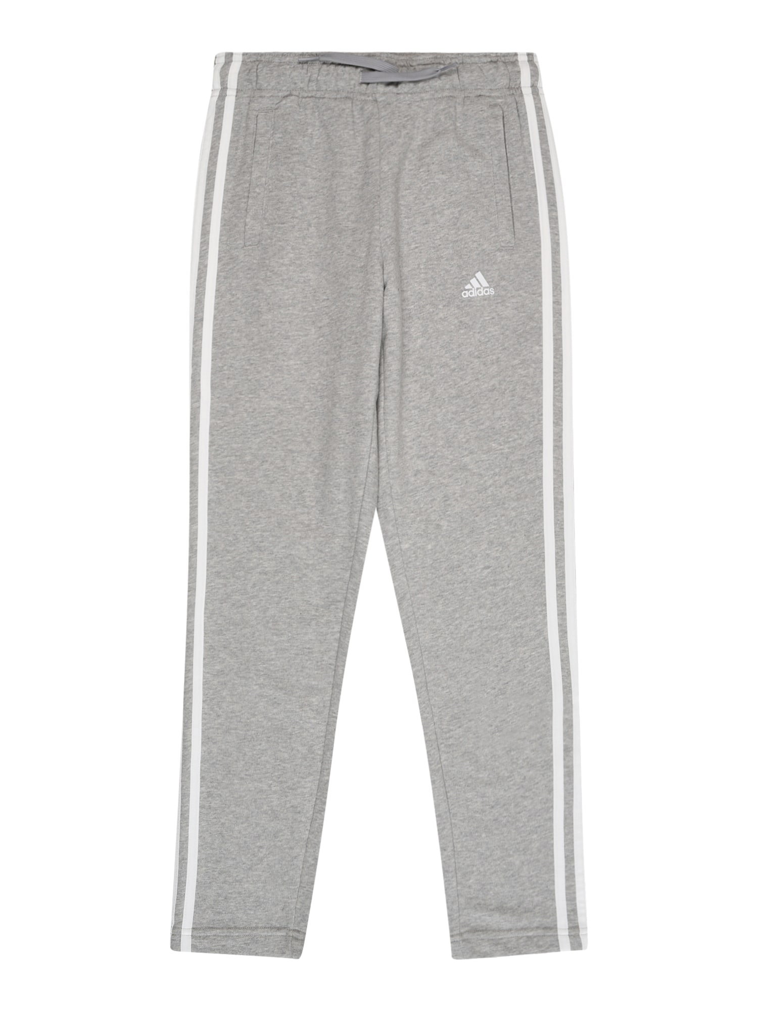 ADIDAS SPORTSWEAR Športové nohavice 'Essentials 3-Stripes'  sivá melírovaná / biela
