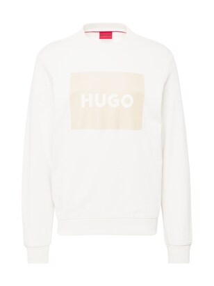 HUGO Sweatshirt ‘Duragol222’ Beige / Wit