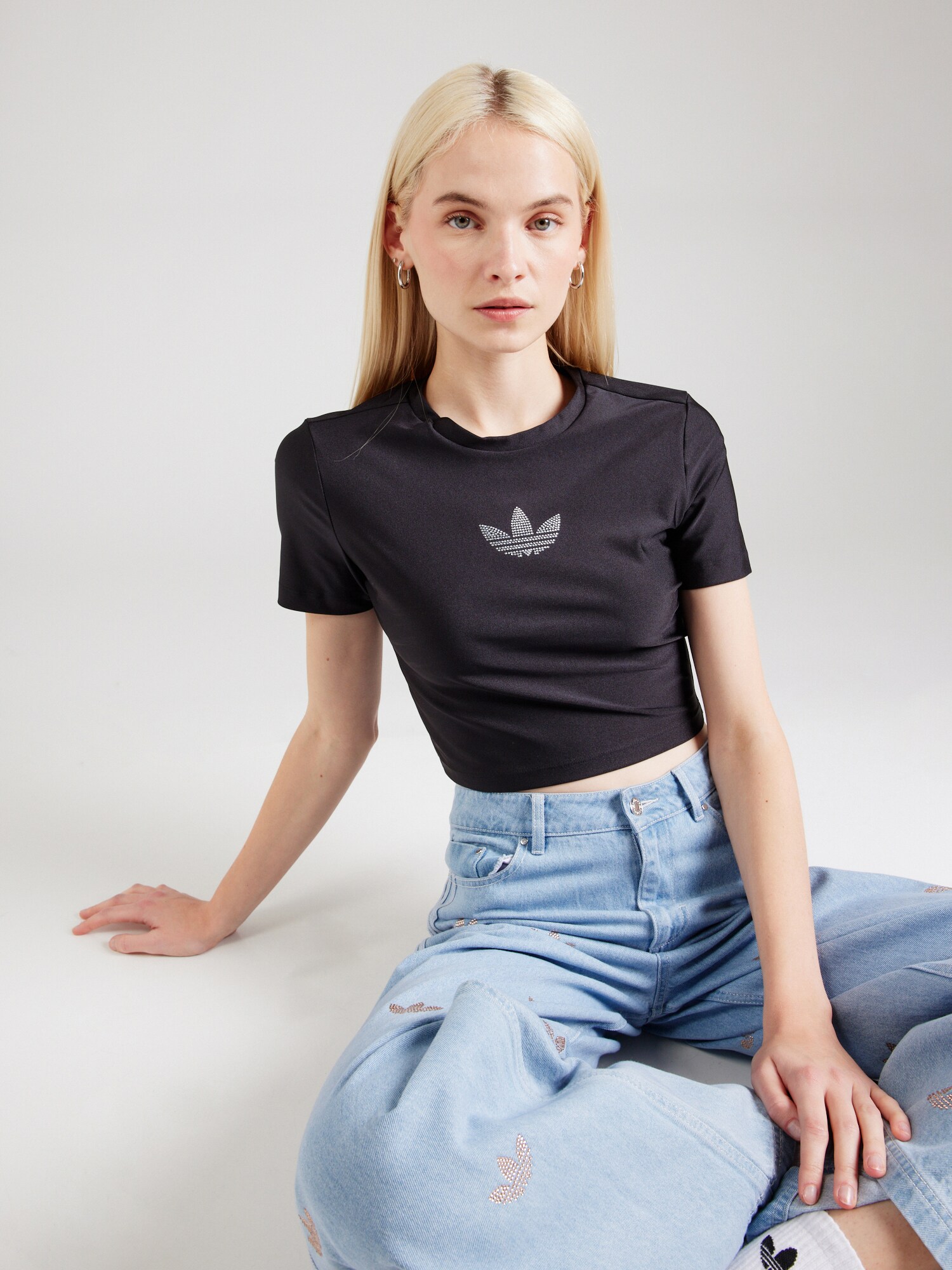 ADIDAS ORIGINALS Póló  fekete / ezüst termék 2. képe