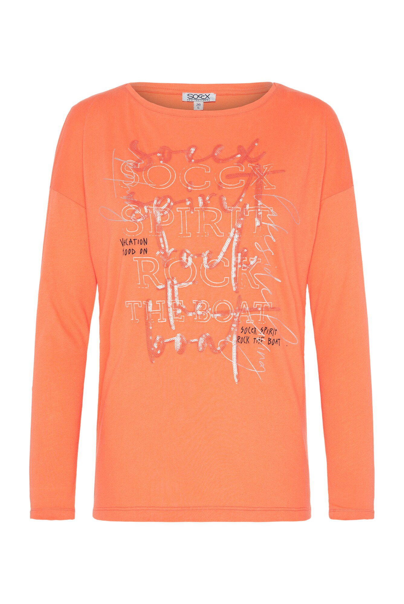 Soccx Tricou 'Rock the Boat'  portocaliu mandarină / negru / alb
