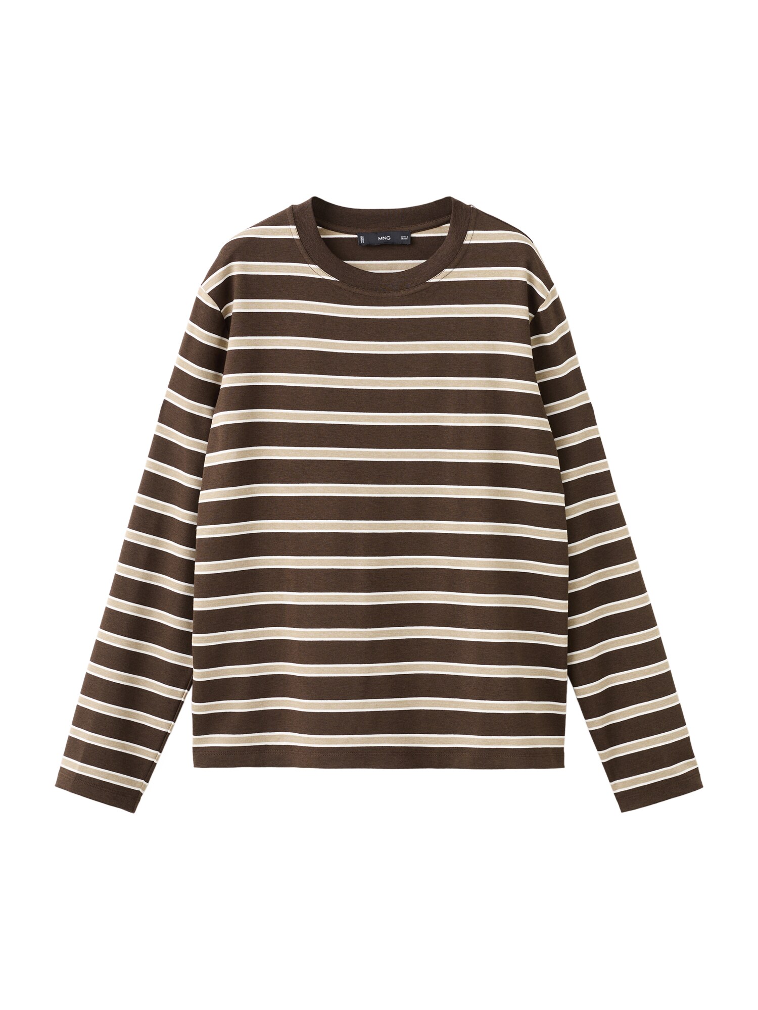 MANGO Tricou RILI  maro / maro deschis / alb