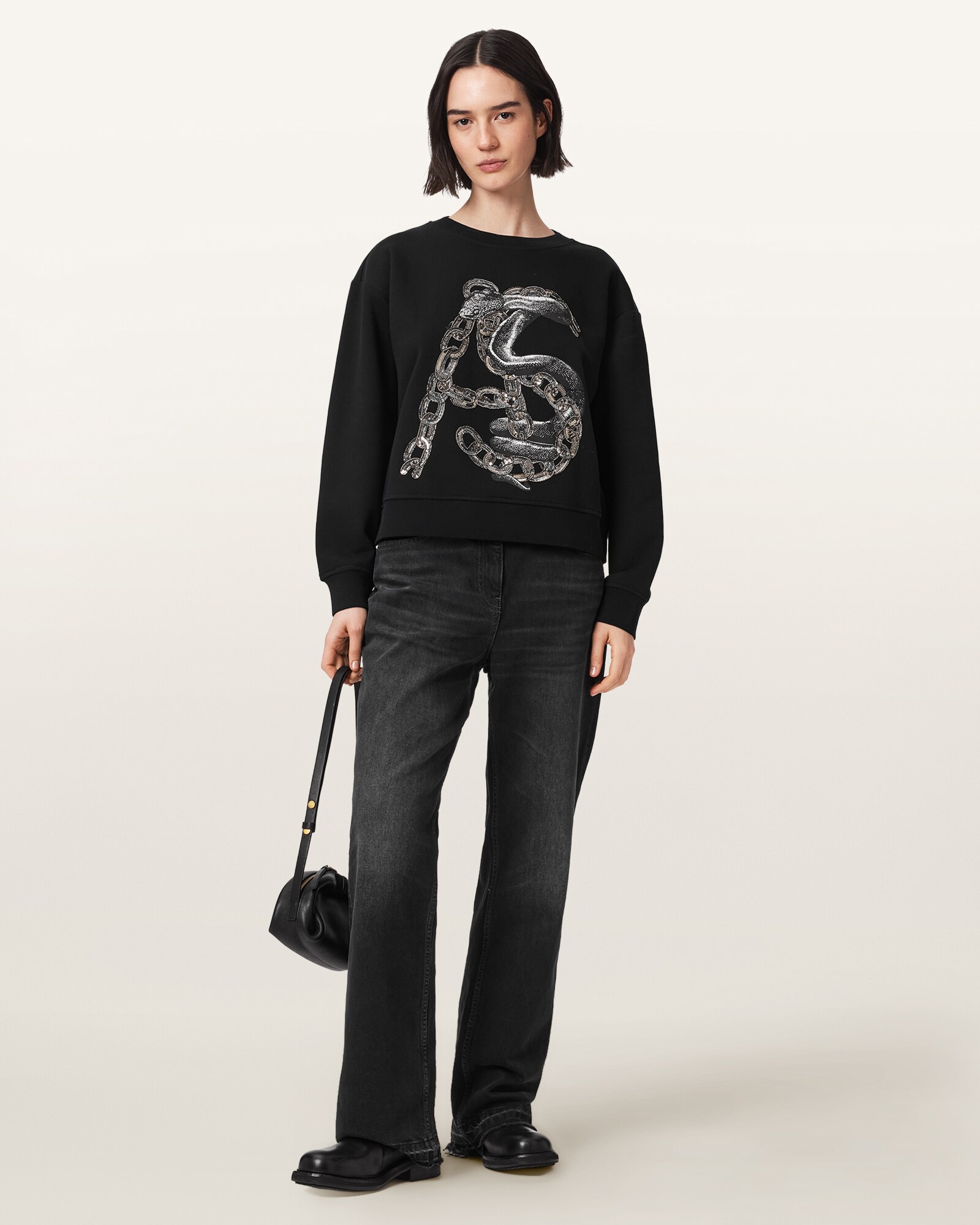 AllSaints Sudadera 'Linx Pippa'  gris plateado / negro / blanco – imagen 4