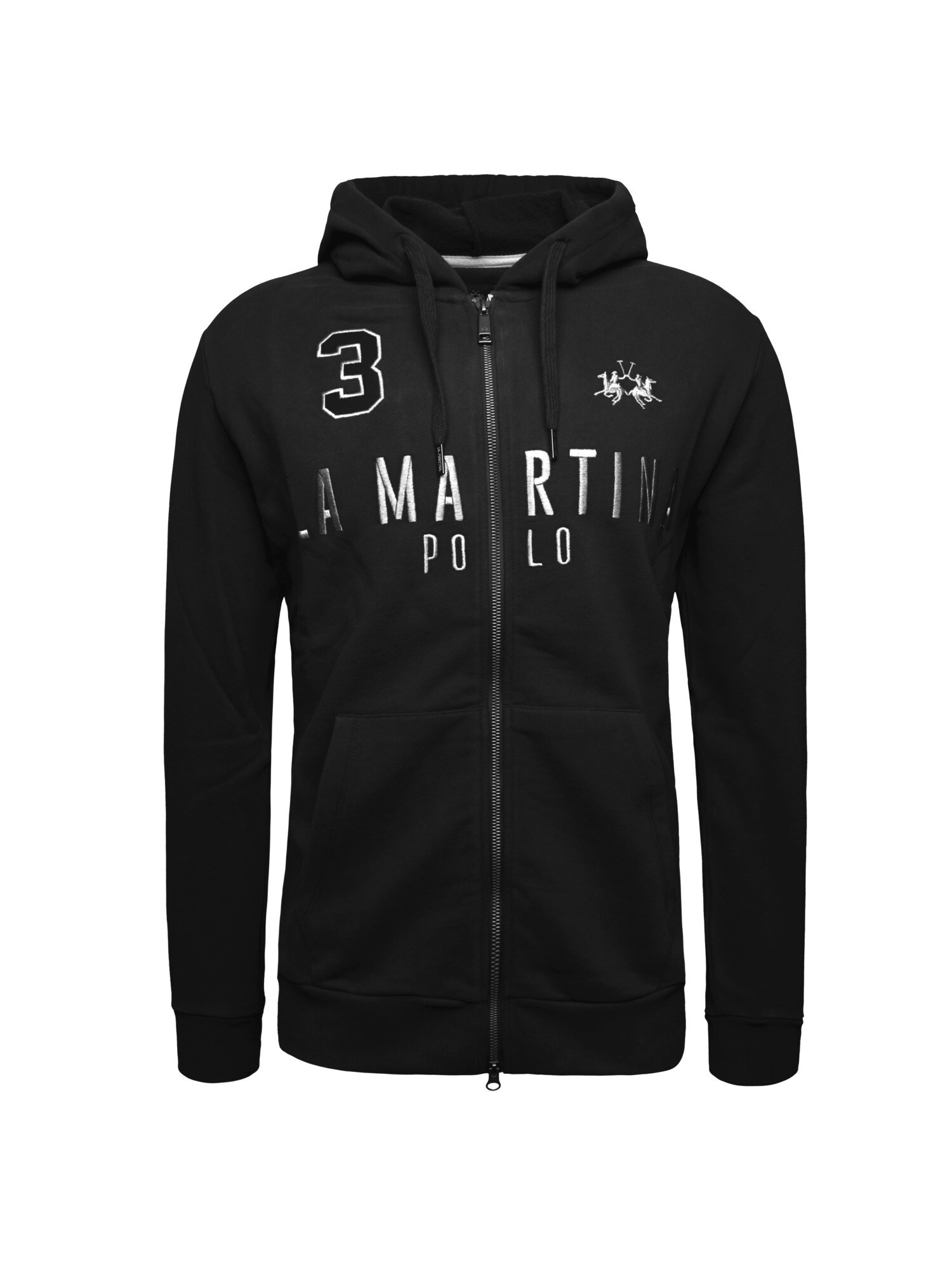La Martina Sudadera con cremallera 'Maf305'  negro / blanco