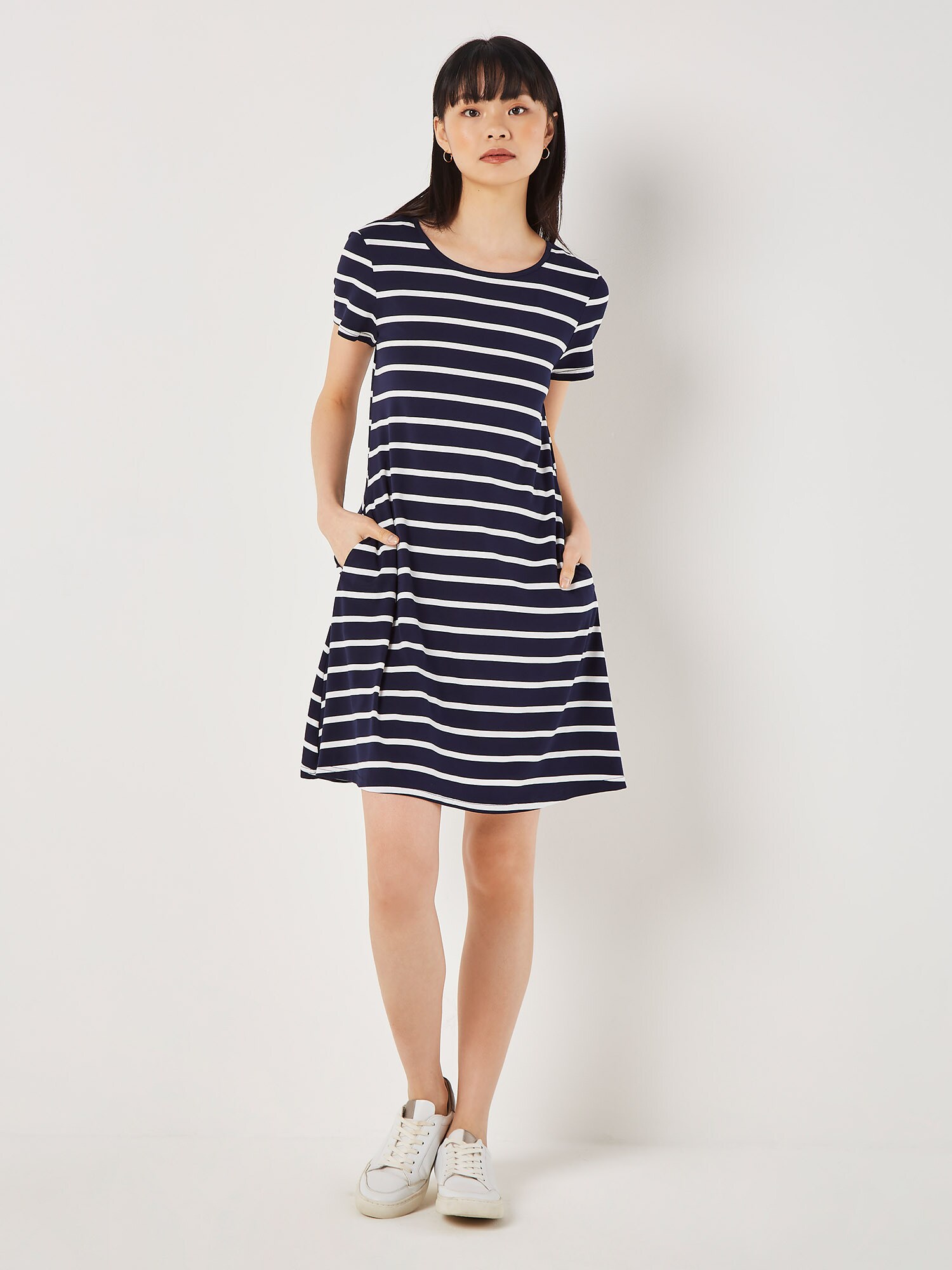 Thumbnail - Apricot Stripe Jersey Mini Dress