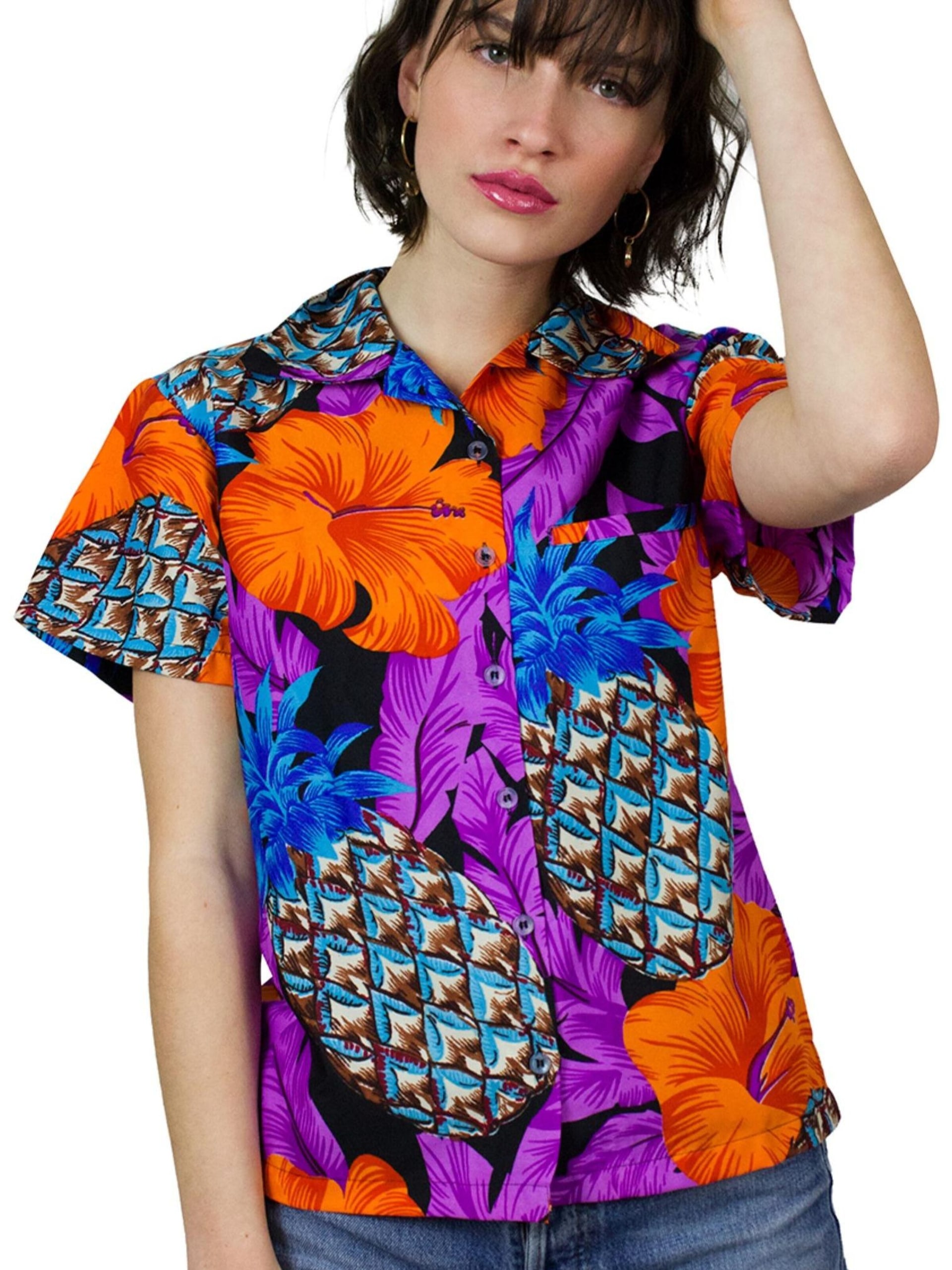 King Kameha Blus 'Pineapple Hibiscus Black Line' dam
