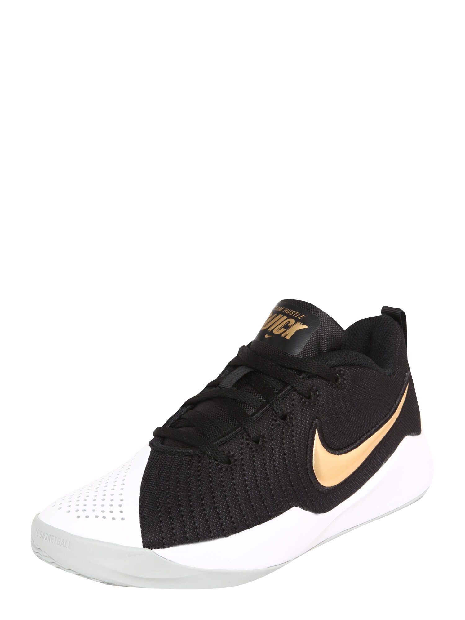 Nike Sportswear Sportbačiai 'Team Hustle Quick 2'  juoda / balta / auksas