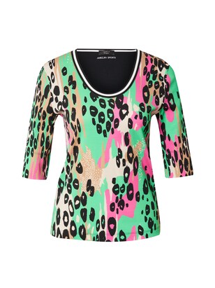 Marc Cain Shirt Lichtgroen / Pink / Zwart / Wit