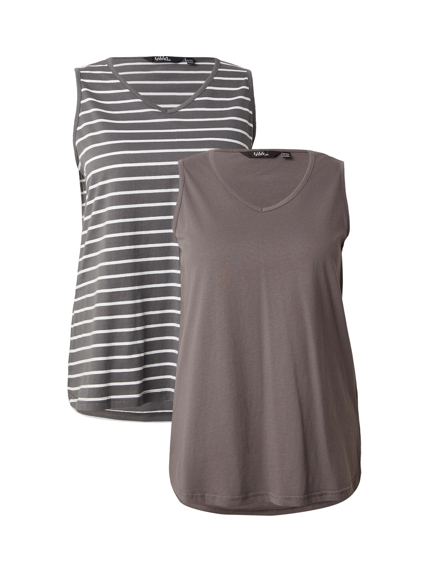Ulla Popken Top gri / gri taupe / alb