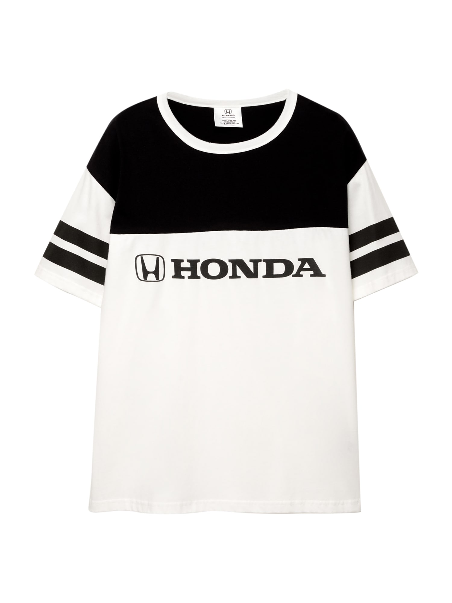 Pull&Bear Póló 'HONDA'  fekete / piszkosfehér akciós termékkép 1