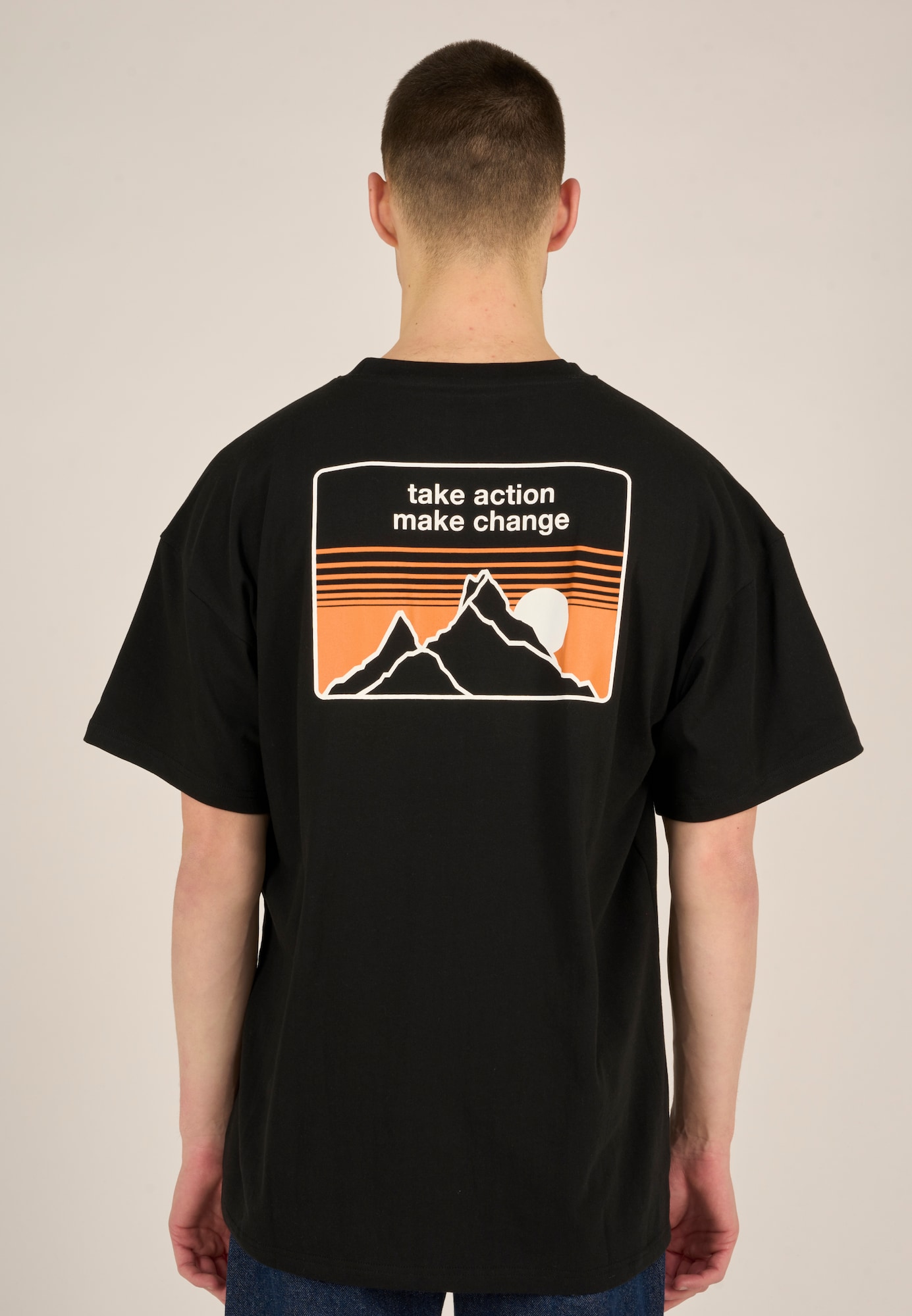 KnowledgeCotton Apparel T-Shirt ''''Take Action'''' schwarz / mischfarben