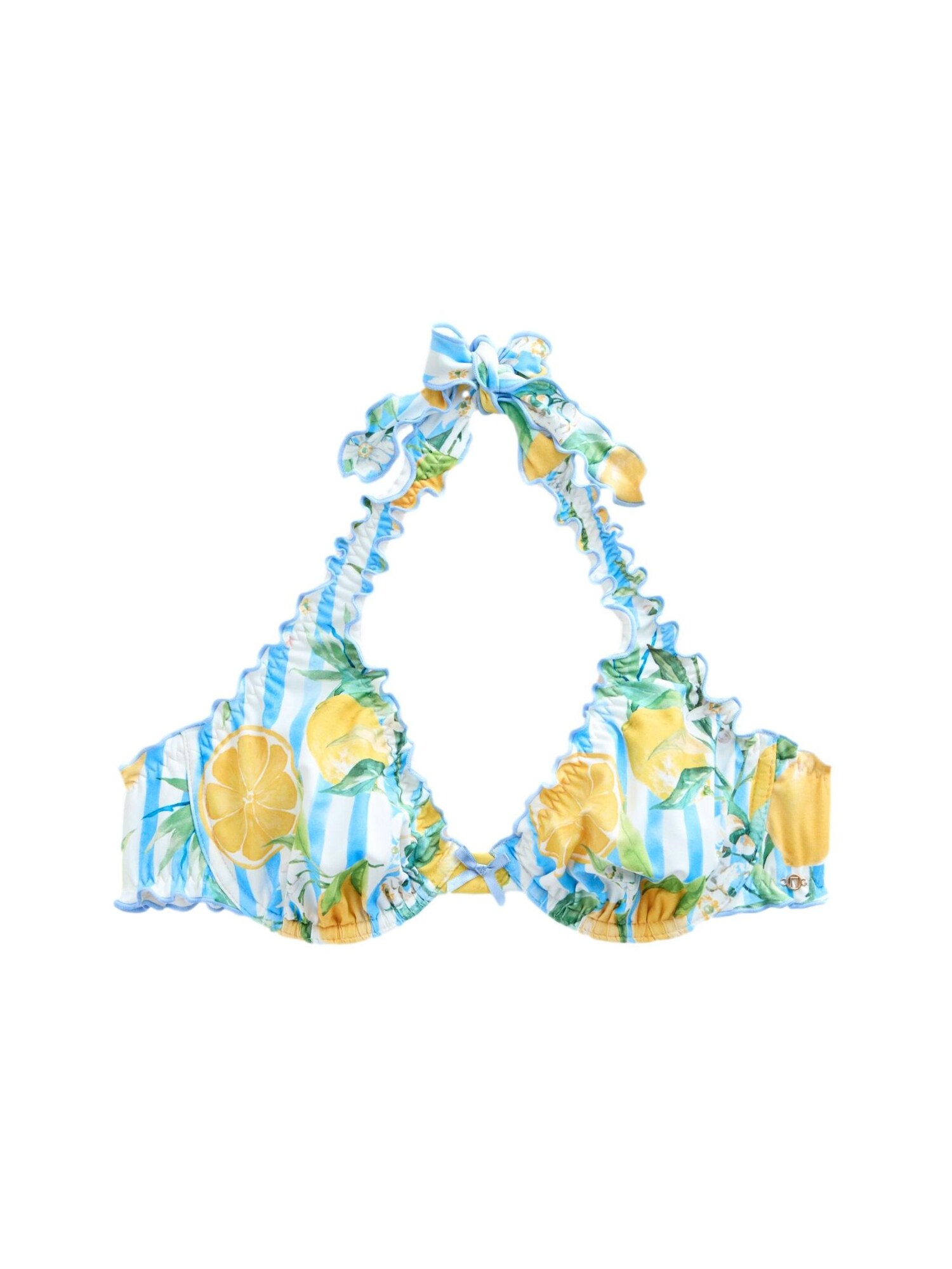 Next Sutien costum de baie  azur / galben / verde / alb