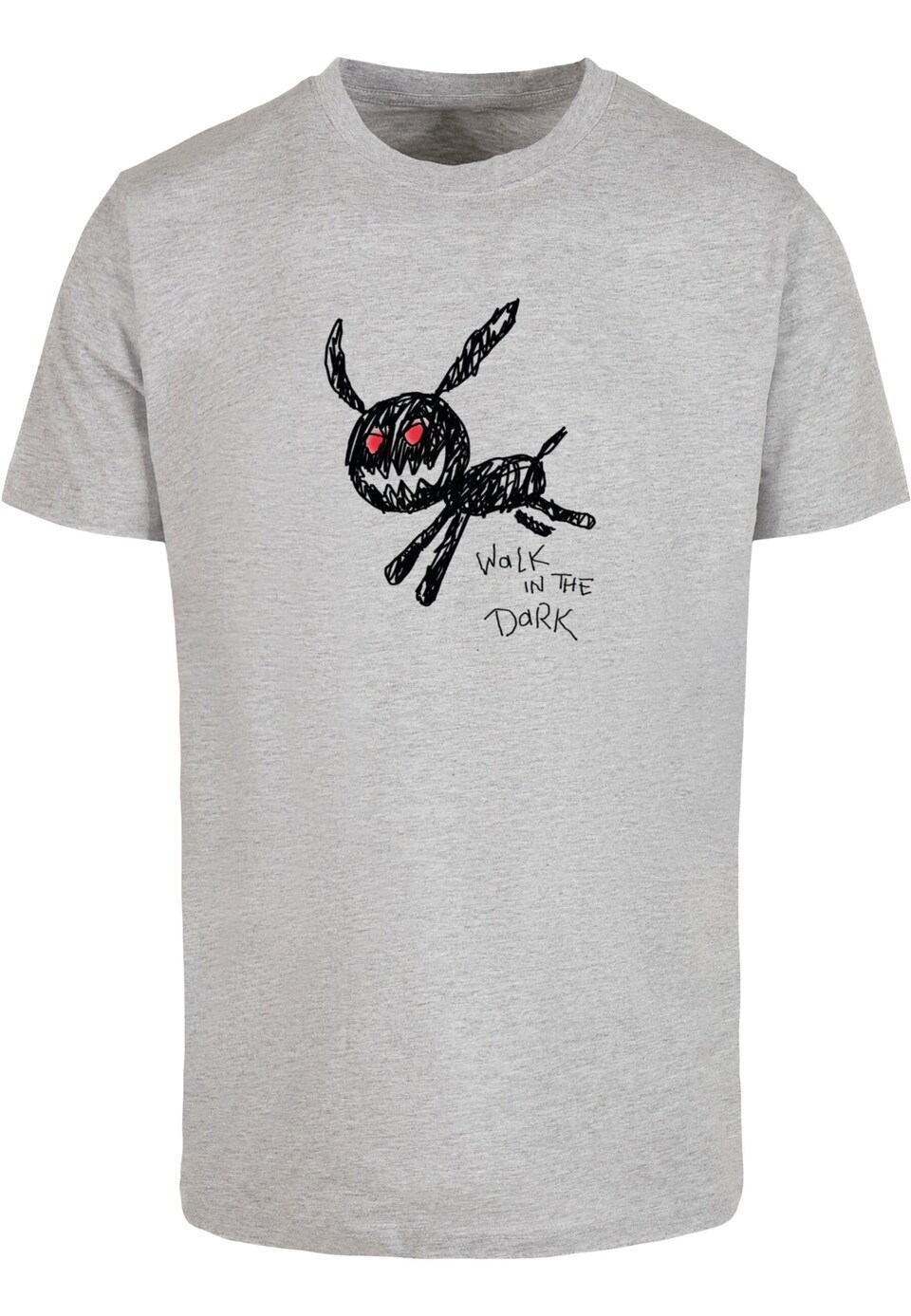 T-shirt 'Walk In The Dark' gråmelerad / blodröd