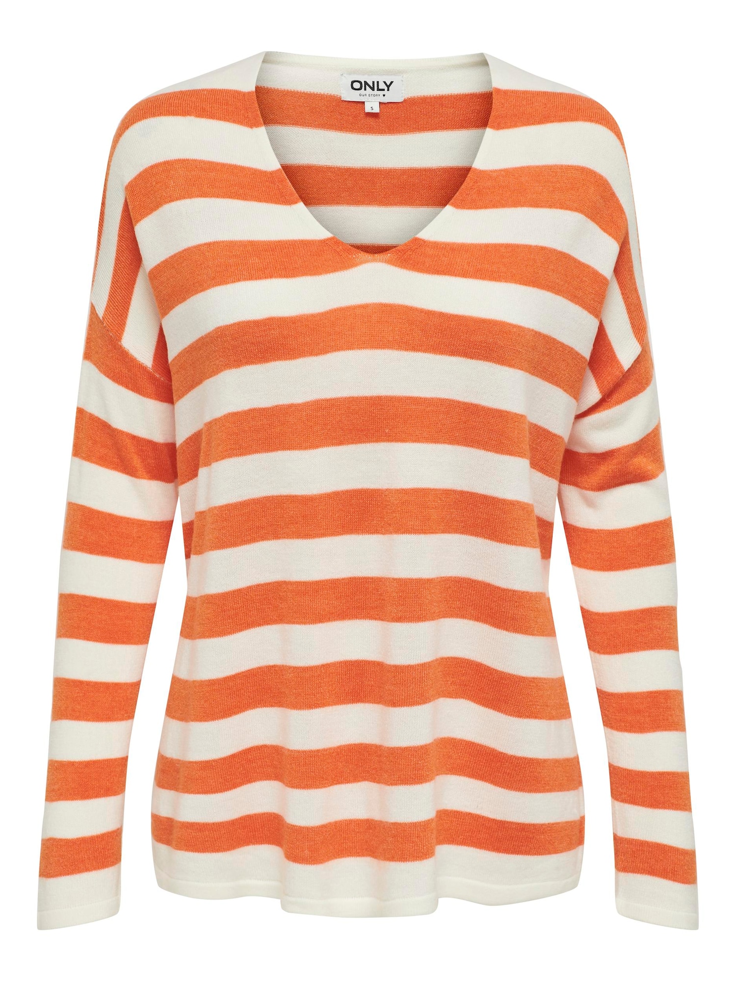 ONLY Пуловер 'AMALIA'  оранжево / мръсно бяло