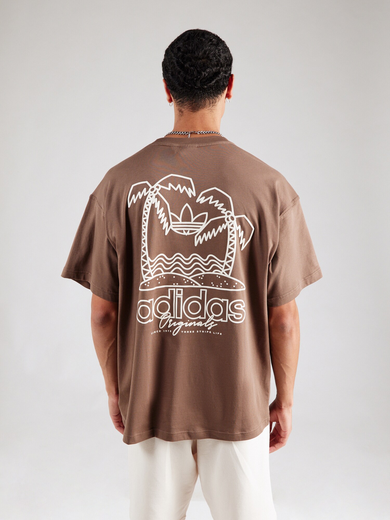 ADIDAS ORIGINALS Póló 'OUTLINE PALM'  brokát / fehér termék 2. képe