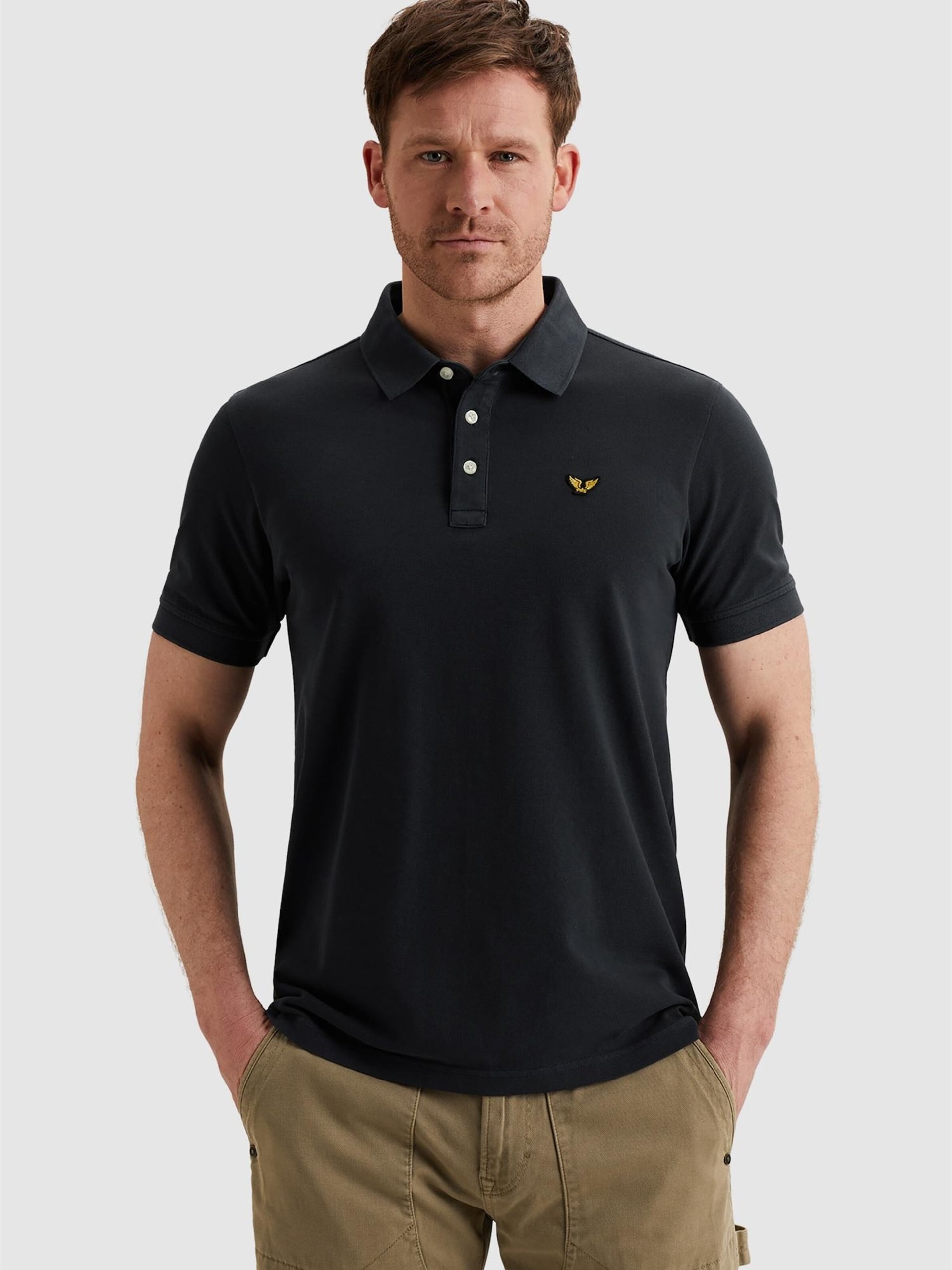 PME Legend T-shirt 'Polo shirt with garment-dye wash' herr