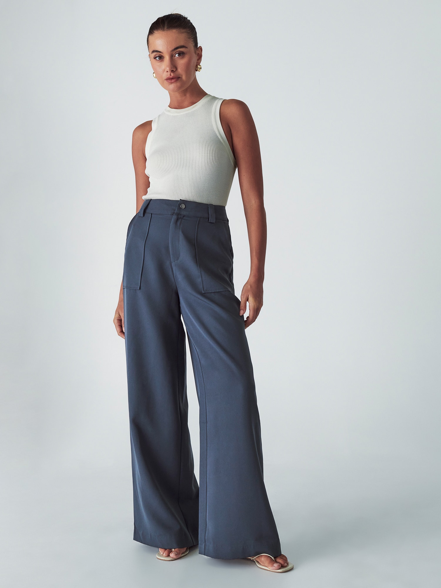 Willa Pantaloni Deya  albastru fumuriu