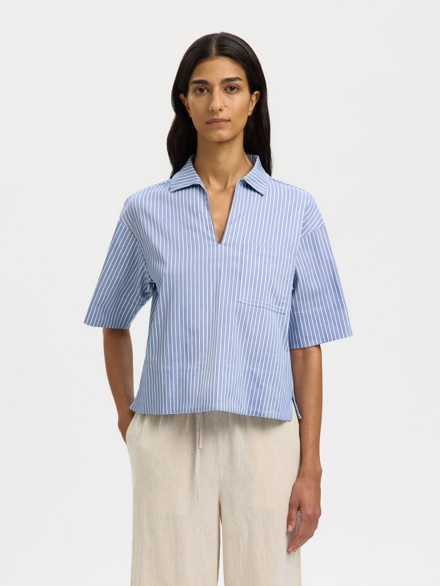 SELECTED Blusa  azul / blanco