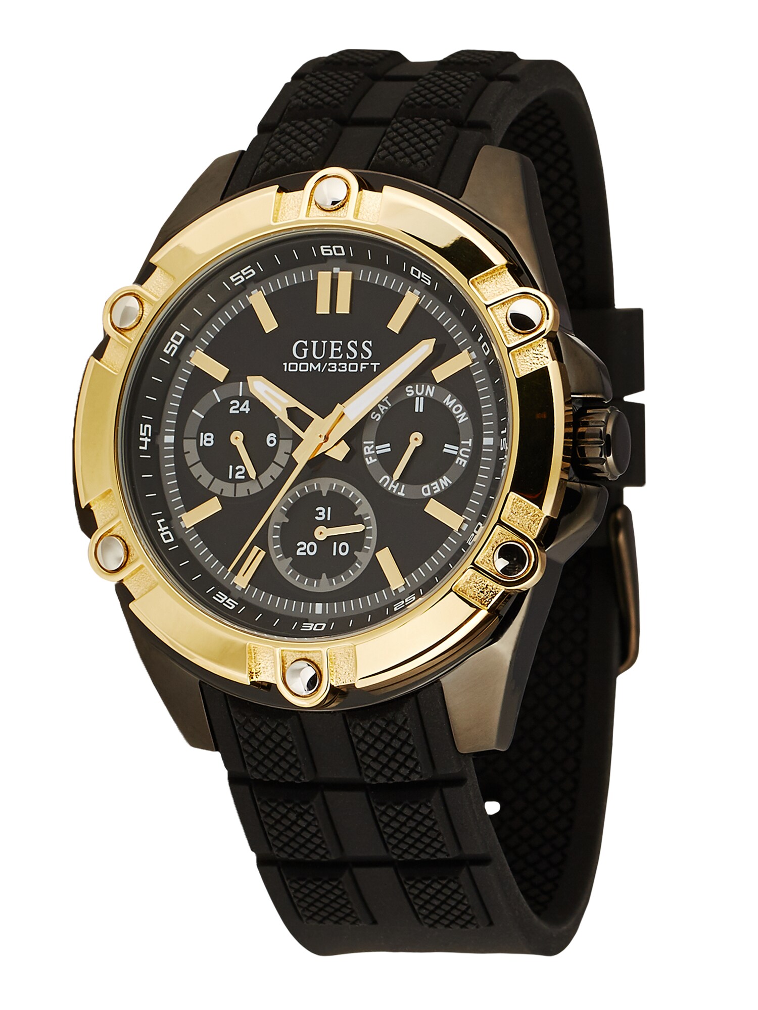 GUESS Analoginis (įprastinio dizaino) laikrodis 'BOLT'  auksas / juoda