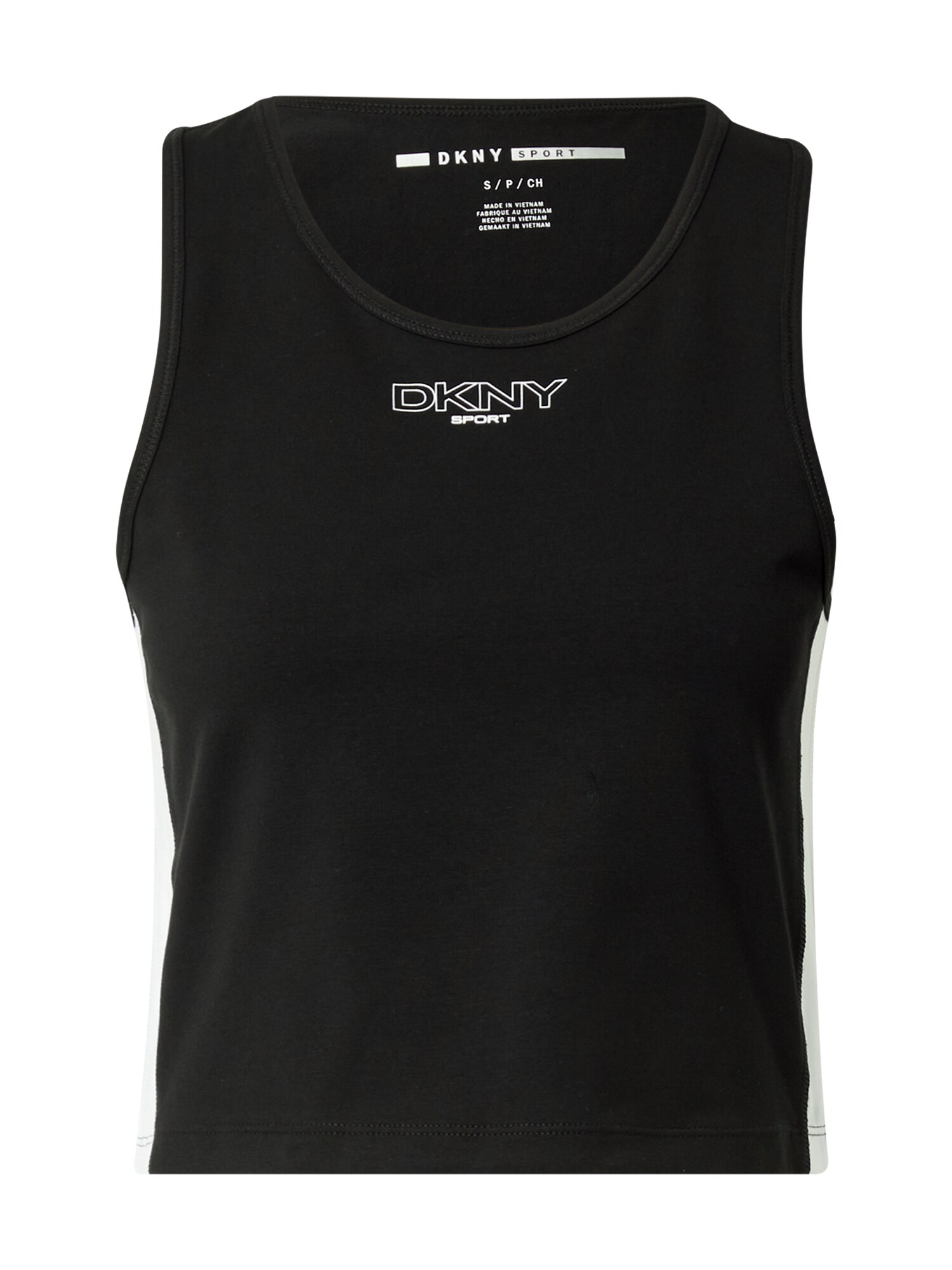 DKNY Performance Sportiniai marškinėliai be rankovių 'COLORBLOCK CROPPED TANK' žalia / juoda