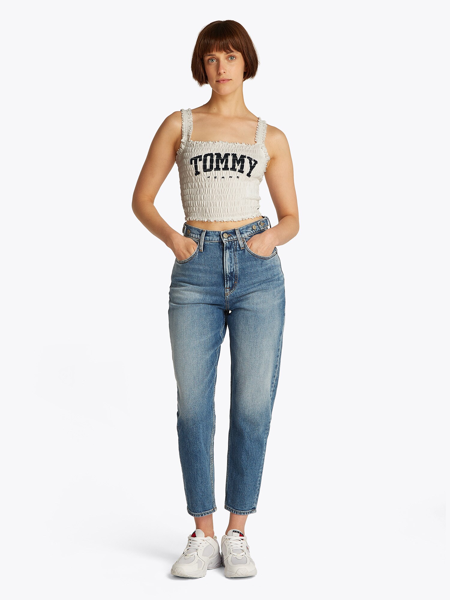 Tommy Jeans Top námornícka modrá / prírodná biela (obrázok 4)