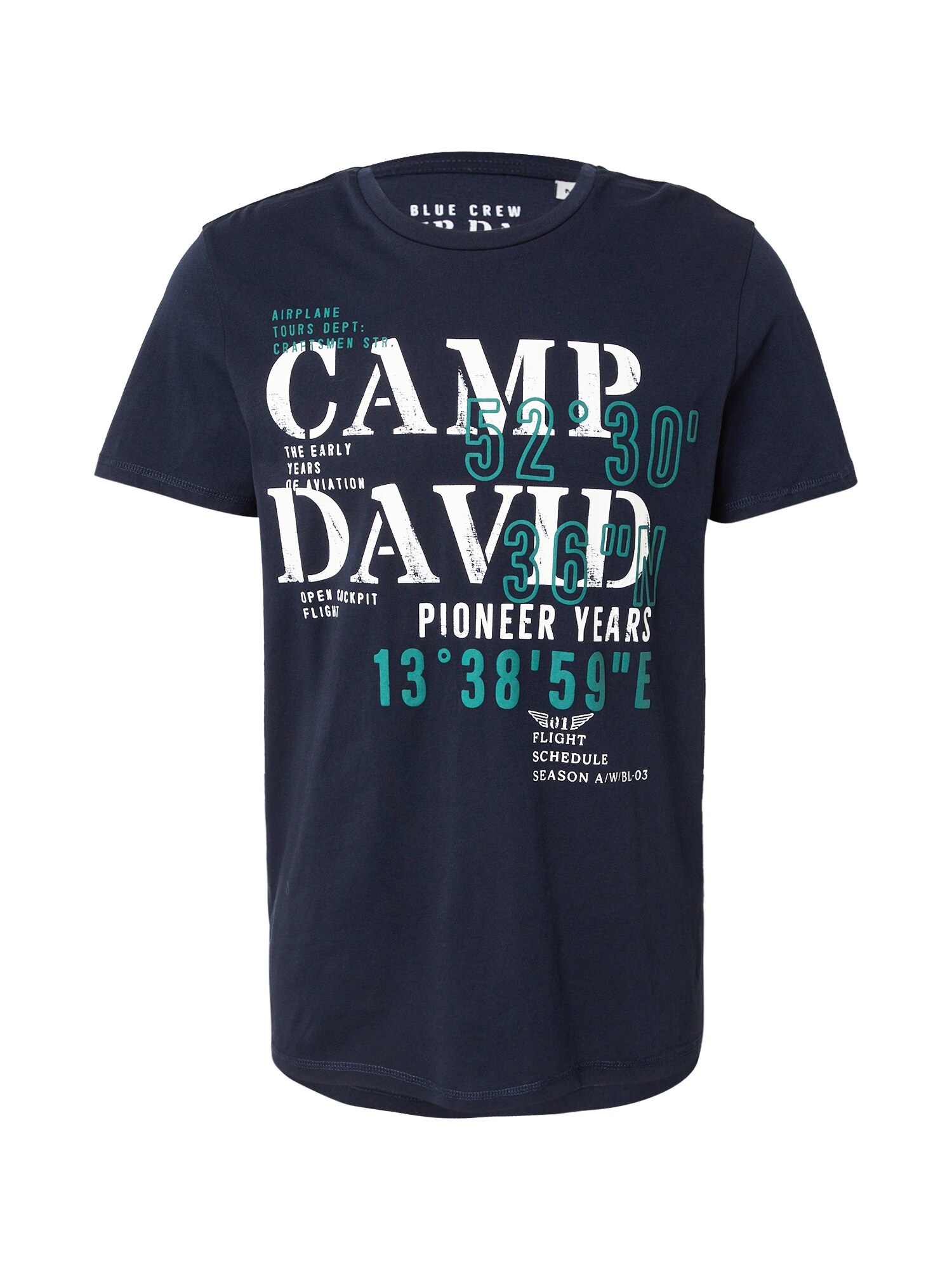 CAMP DAVID Póló  tengerészkék / zöld / fehér akciós termékkép 1