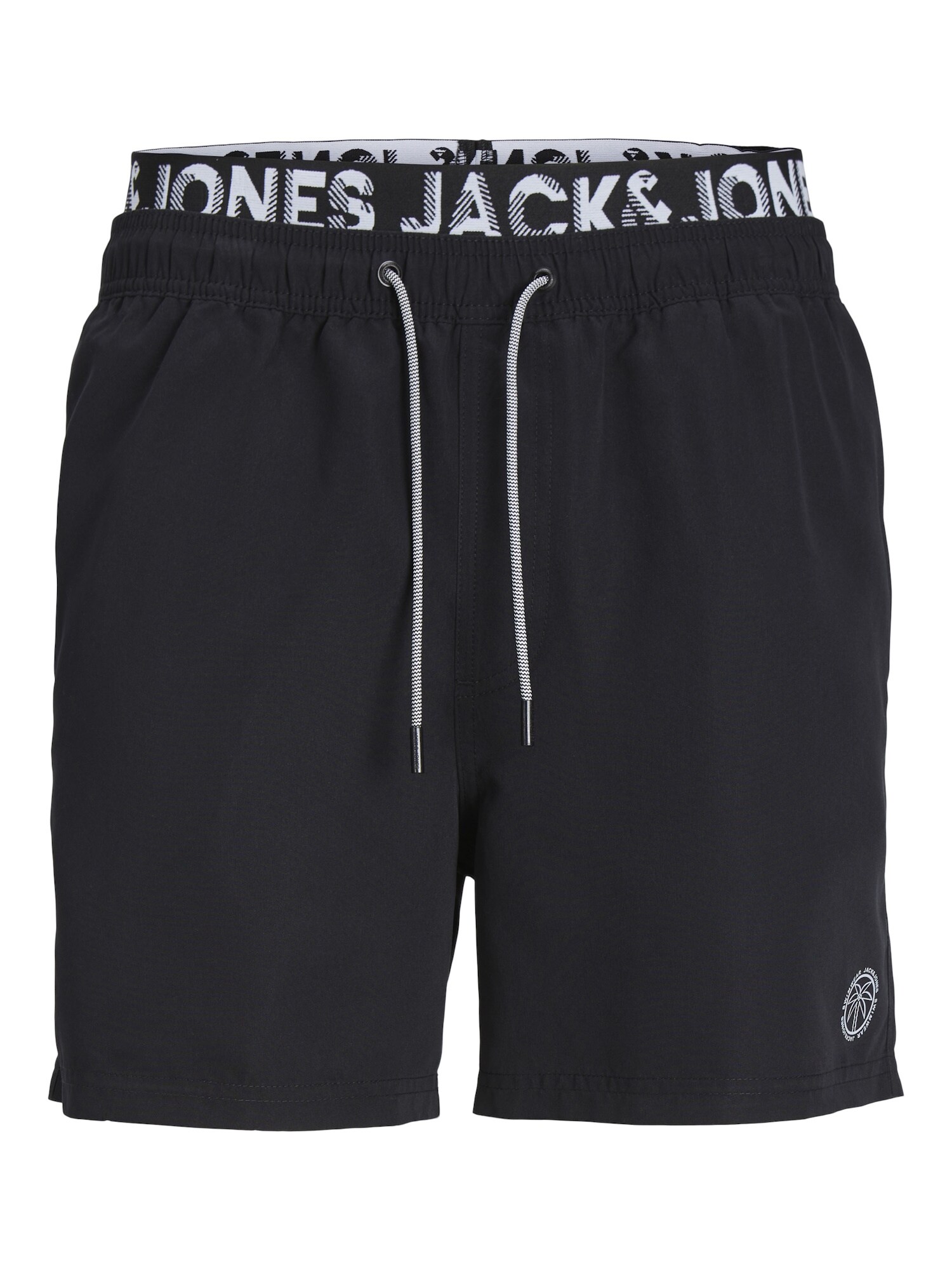 JACK & JONES Plavecké šortky 'JPSTFiji'  čierna / šedobiela