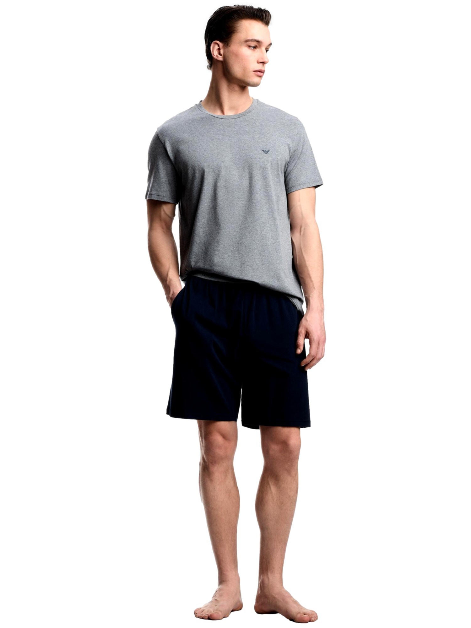 Emporio Armani Pijama corto  gris moteado / negro – imagen 3