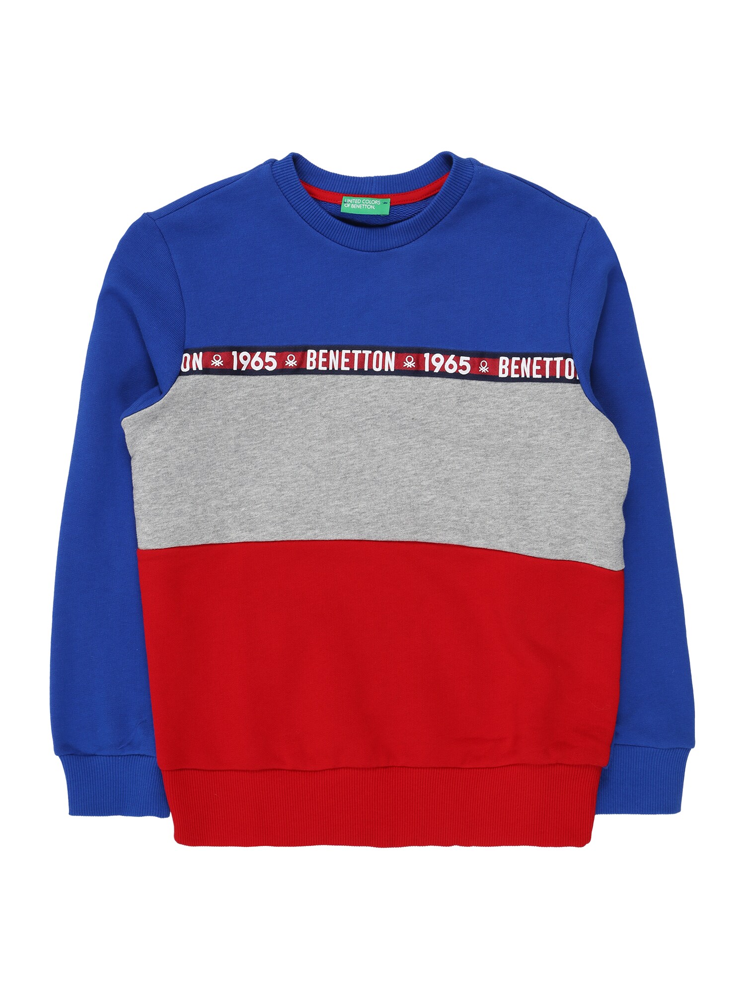 UNITED COLORS OF BENETTON Megztinis be užsegimo  kobalto mėlyna / raudona / pilka