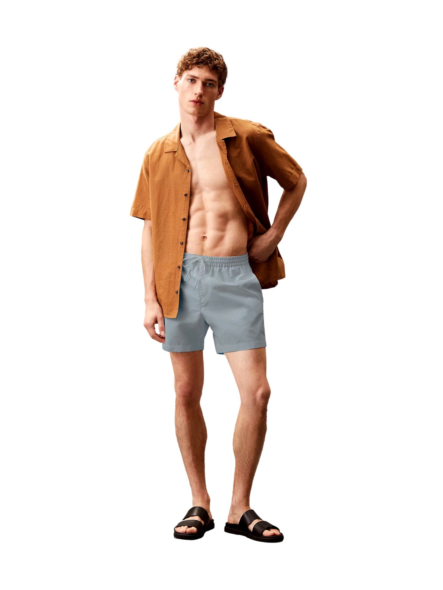 Calvin Klein Swimwear Plavecké šortky čadičová / biela (obrázok 4)