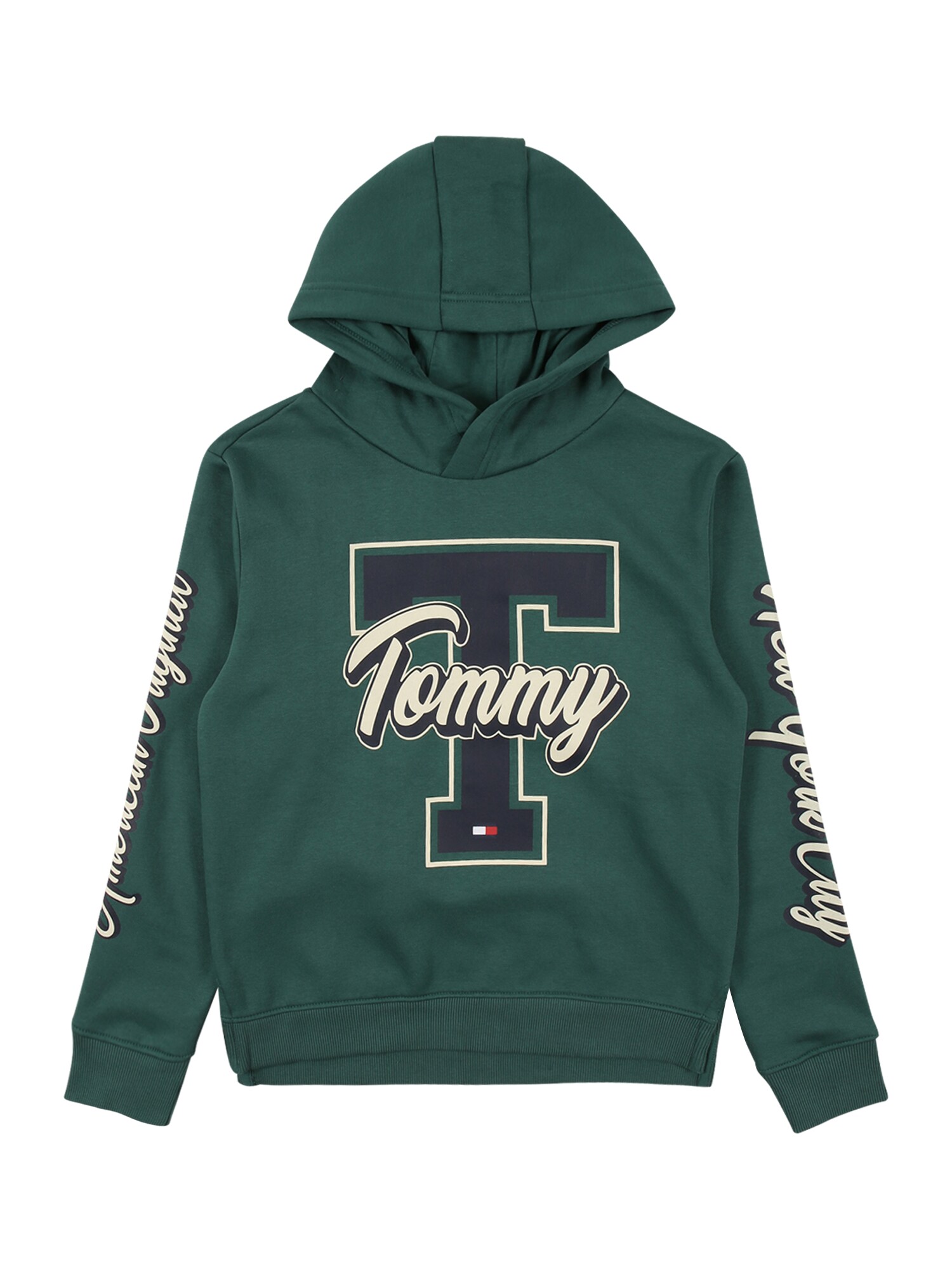 TOMMY HILFIGER Megztinis be užsegimo 'VARSITY'  žalia / tamsiai mėlyna / balta / raudona