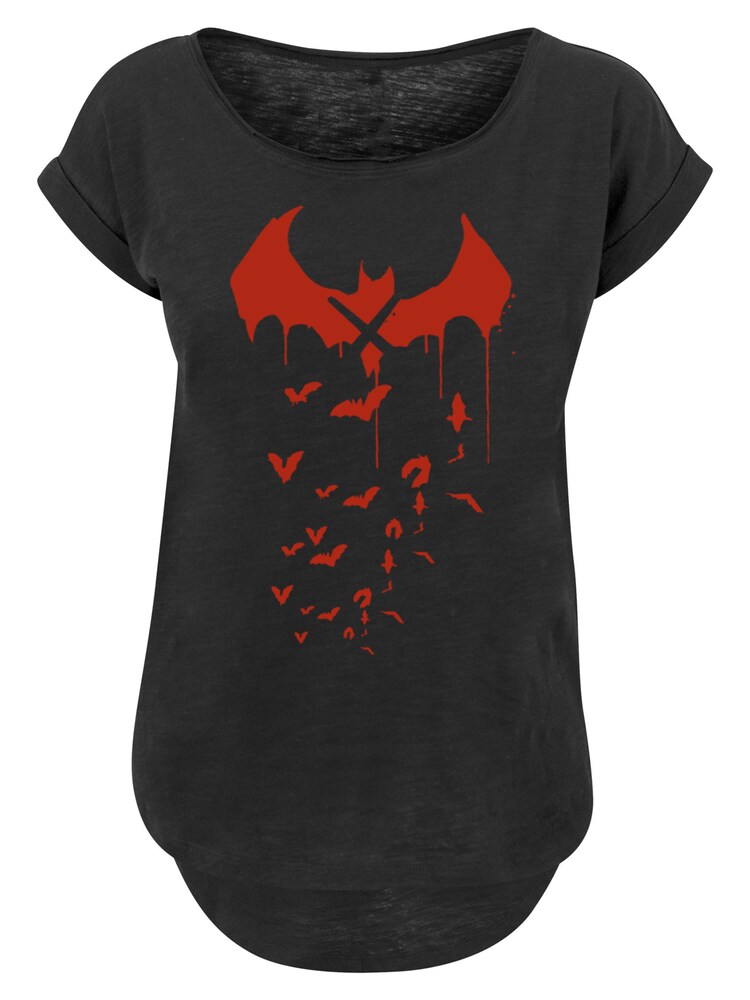 F4NT4STIC T-Shirt 'DC Comics Batman Arkham Knight Bats X Drip' Damen Größe 4XL blutrot / schwarz