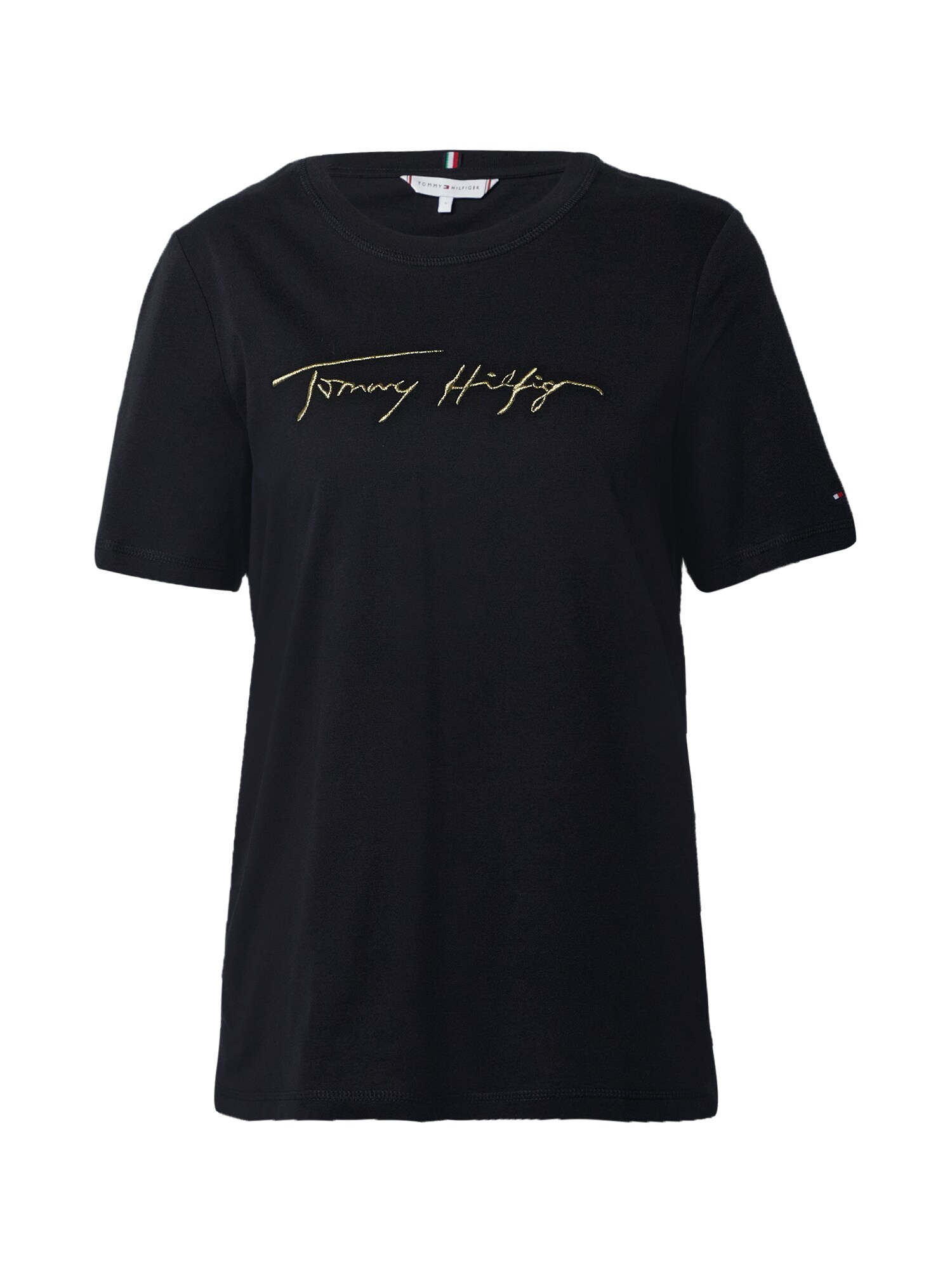 TOMMY HILFIGER Marškinėliai  juoda / auksas