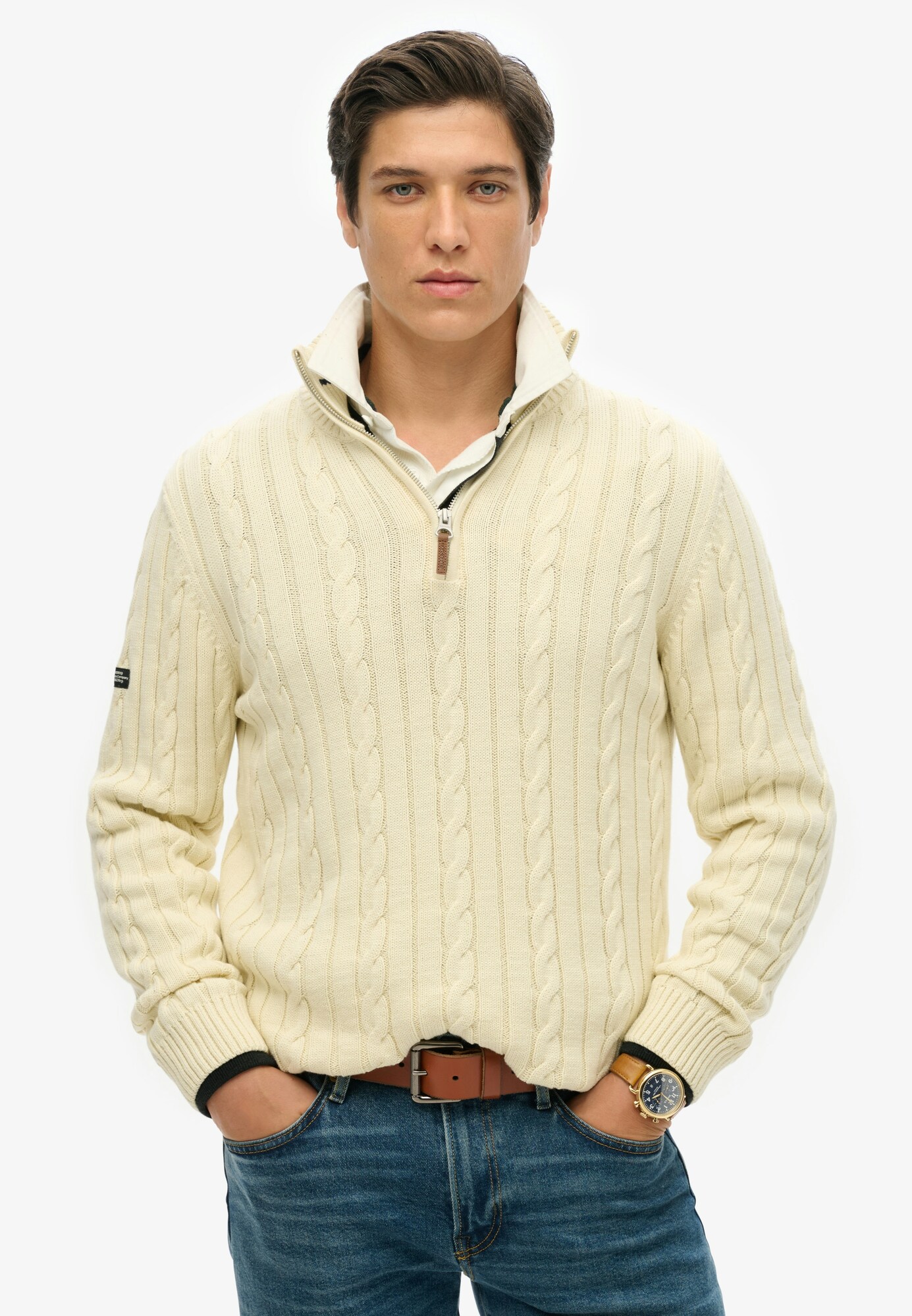 Superdry Jersey Con Media Cremallera Preppy Cotton Cable
