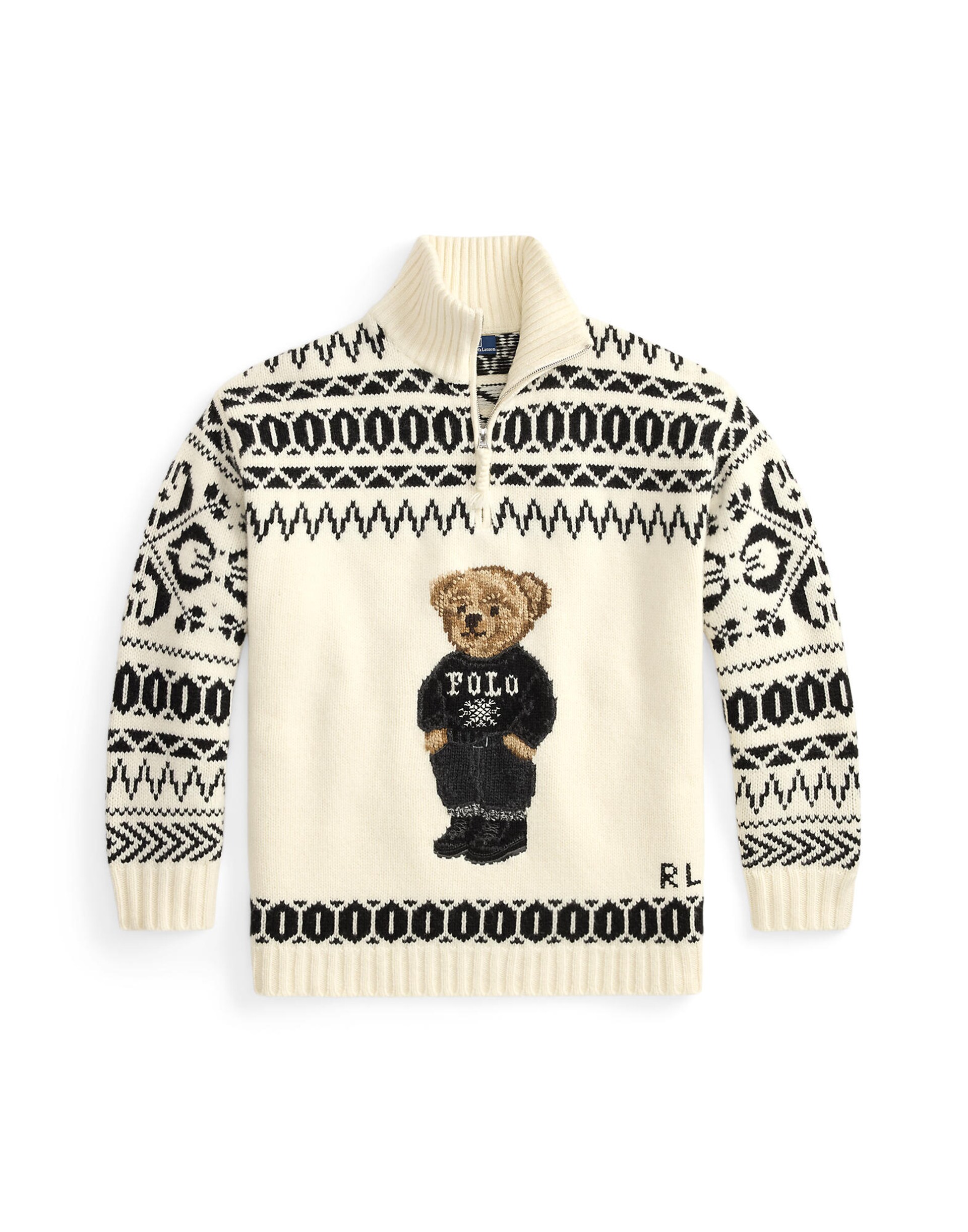 Polo Ralph Lauren Vit-krämfärgad tröja i ull och kashmir med Polo Bear dam – bild 2