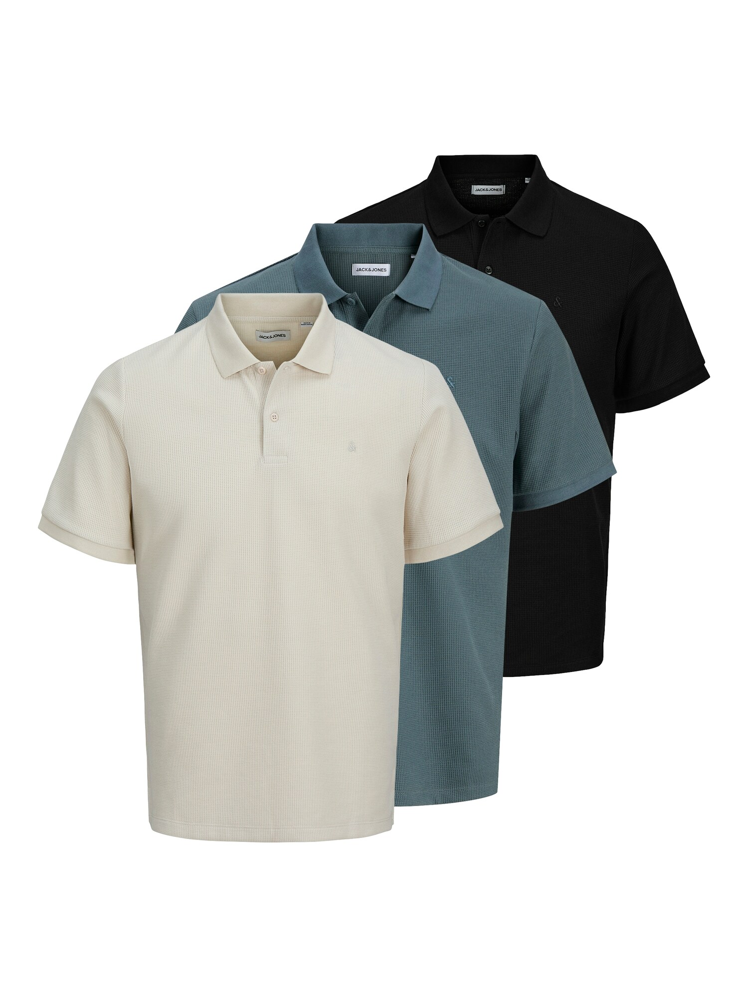 JACK & JONES Póló 'JJEAUSTIN'  ciánkék / fekete / fehér akciós termékkép 1