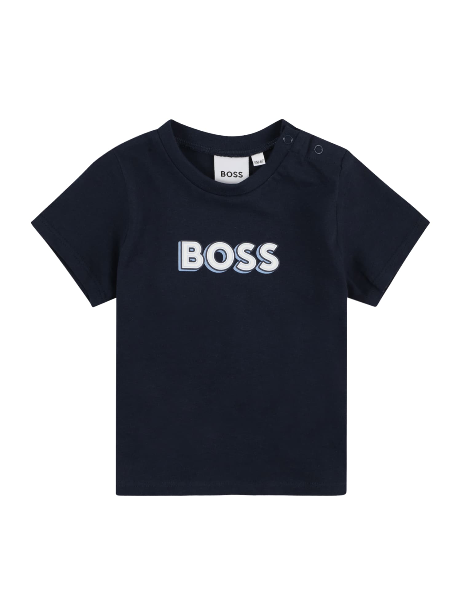 BOSS Kidswear Тениска  морскосиньо / светлосиньо / бяло