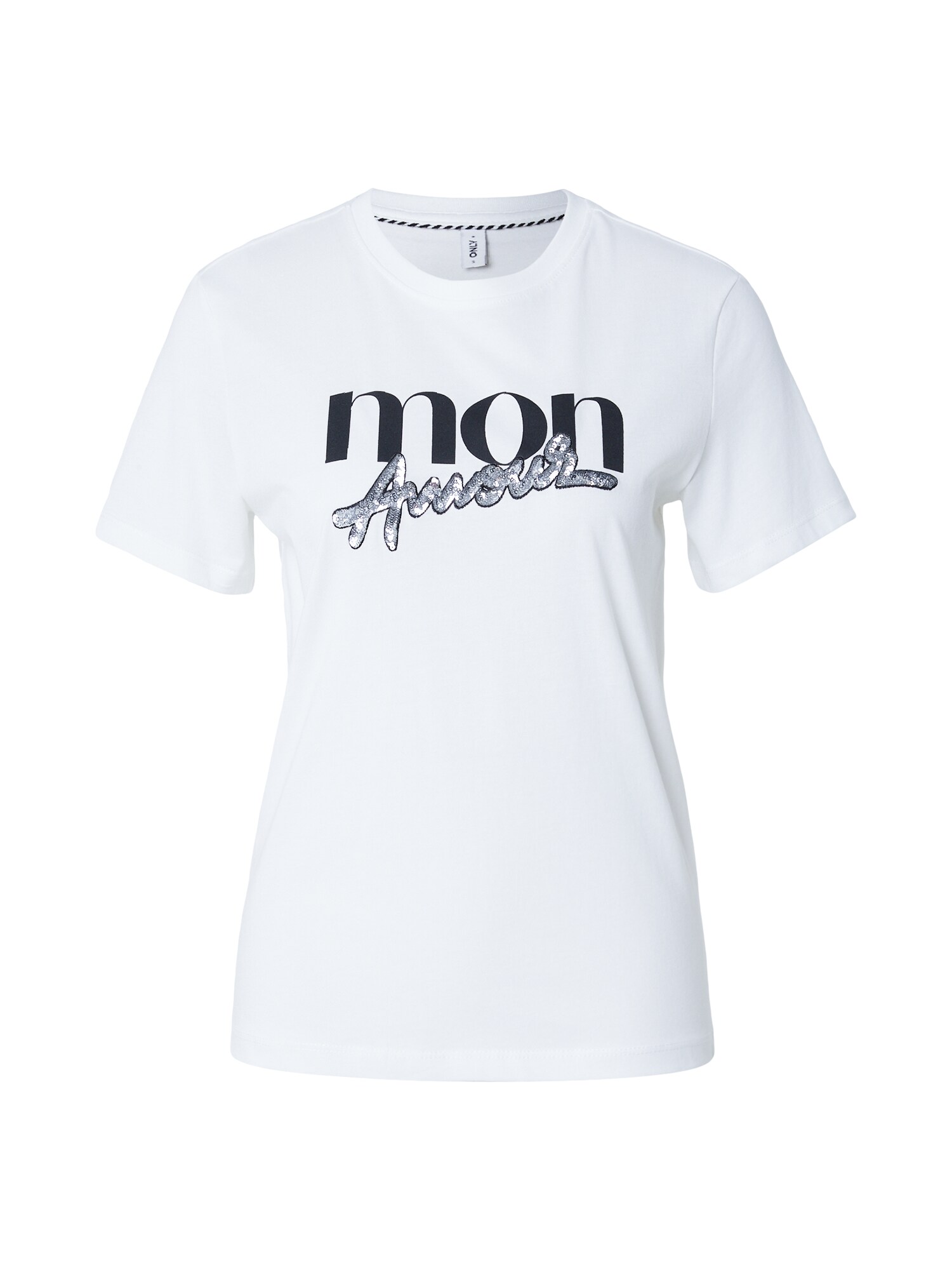 ONLY Tricou ONLKITA negru / argintiu / alb