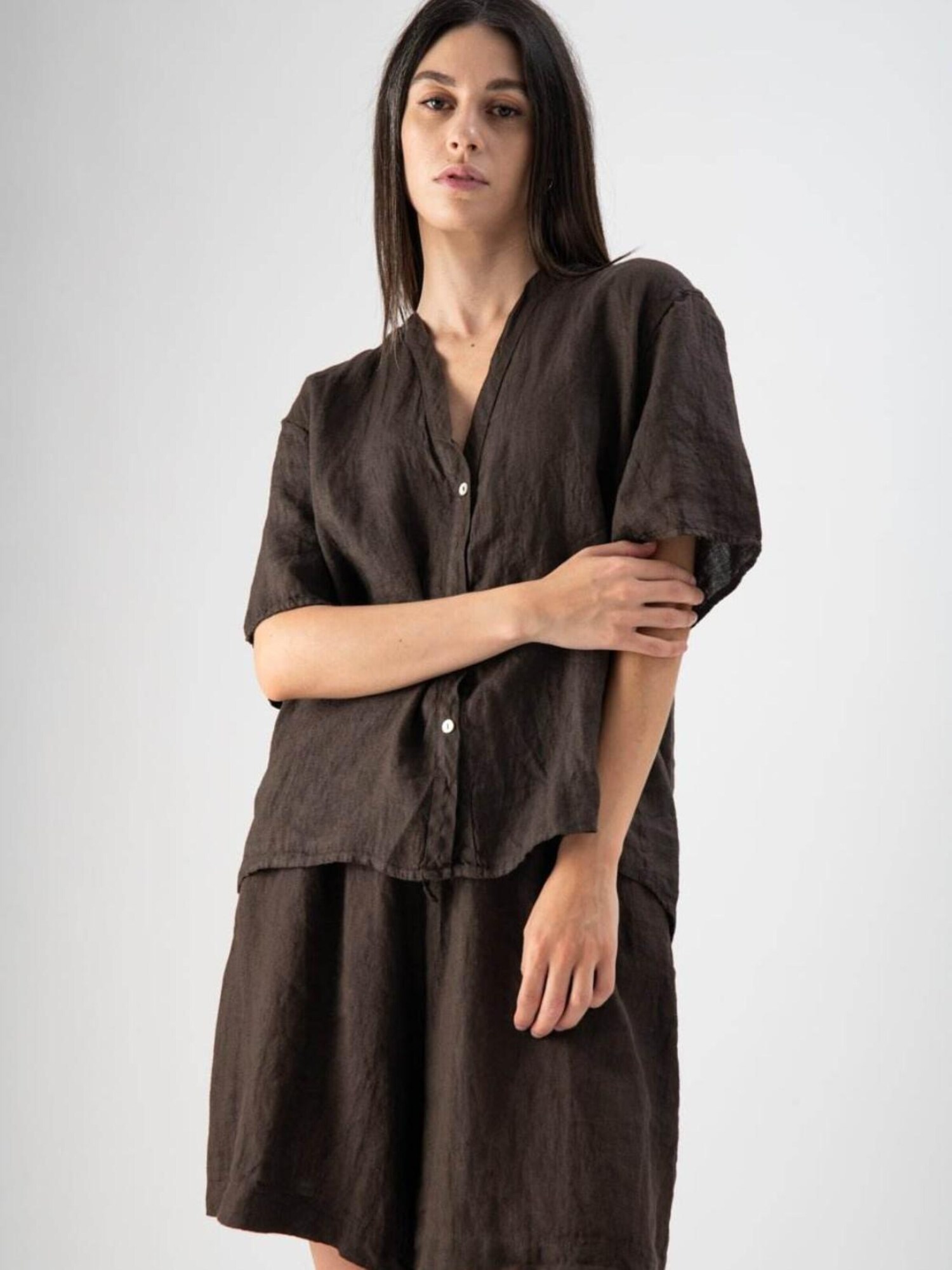 MND Camiseta 'Wild Linen'  marrón oscuro