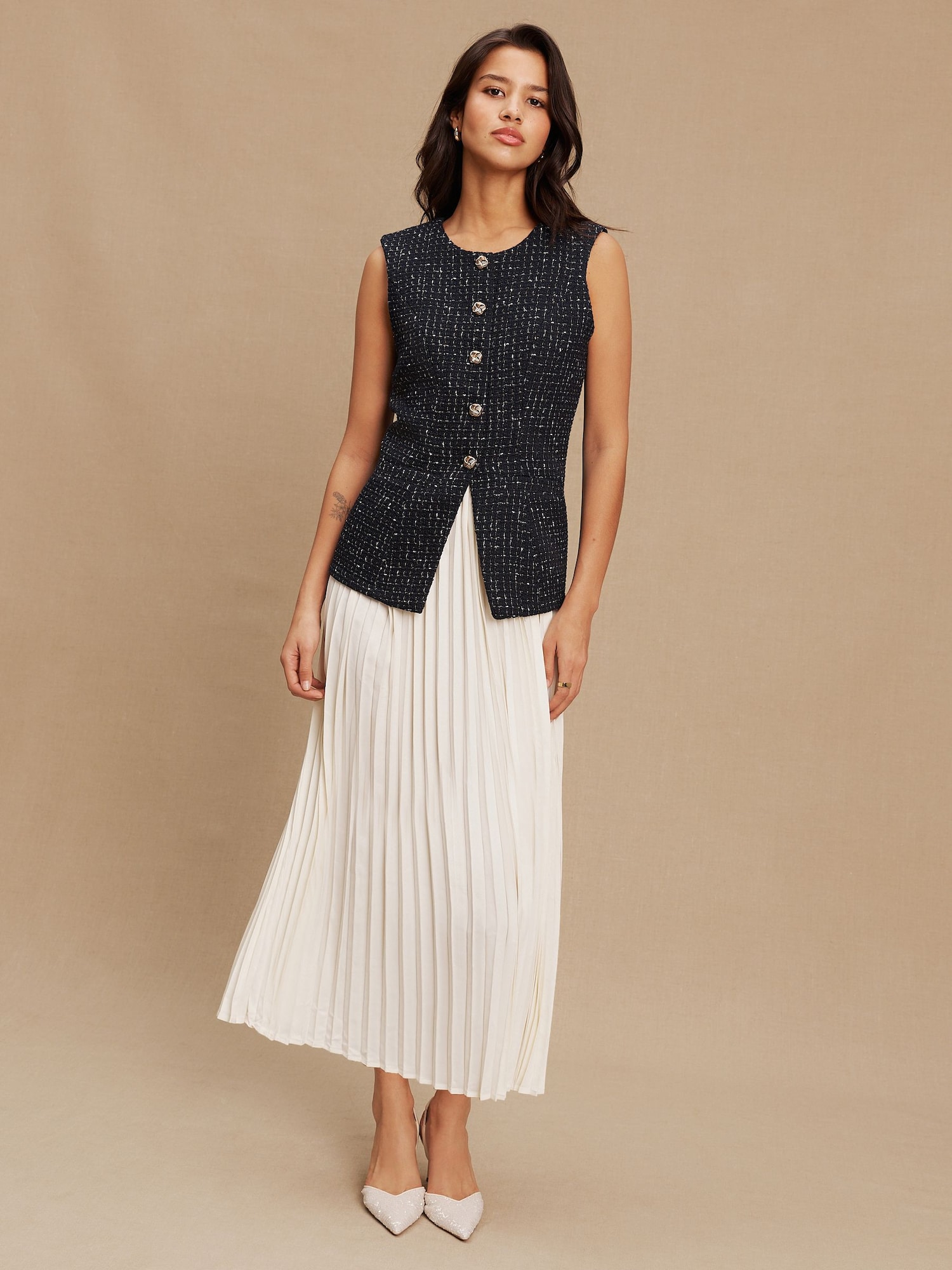 Next Rochie  crem / bleumarin