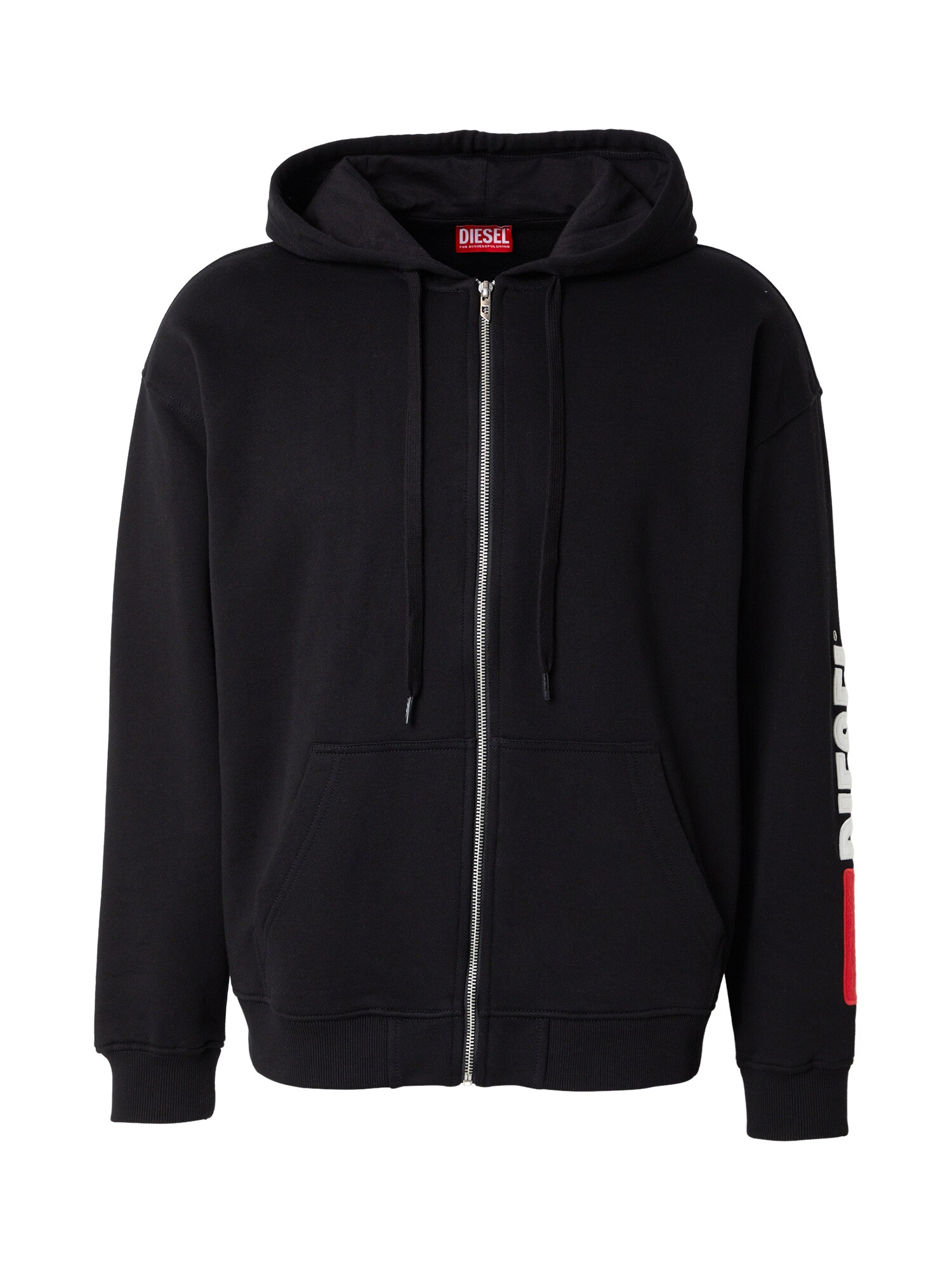 DIESEL Bluză de molton S-BOXT-ZIP  roşu închis / negru / alb