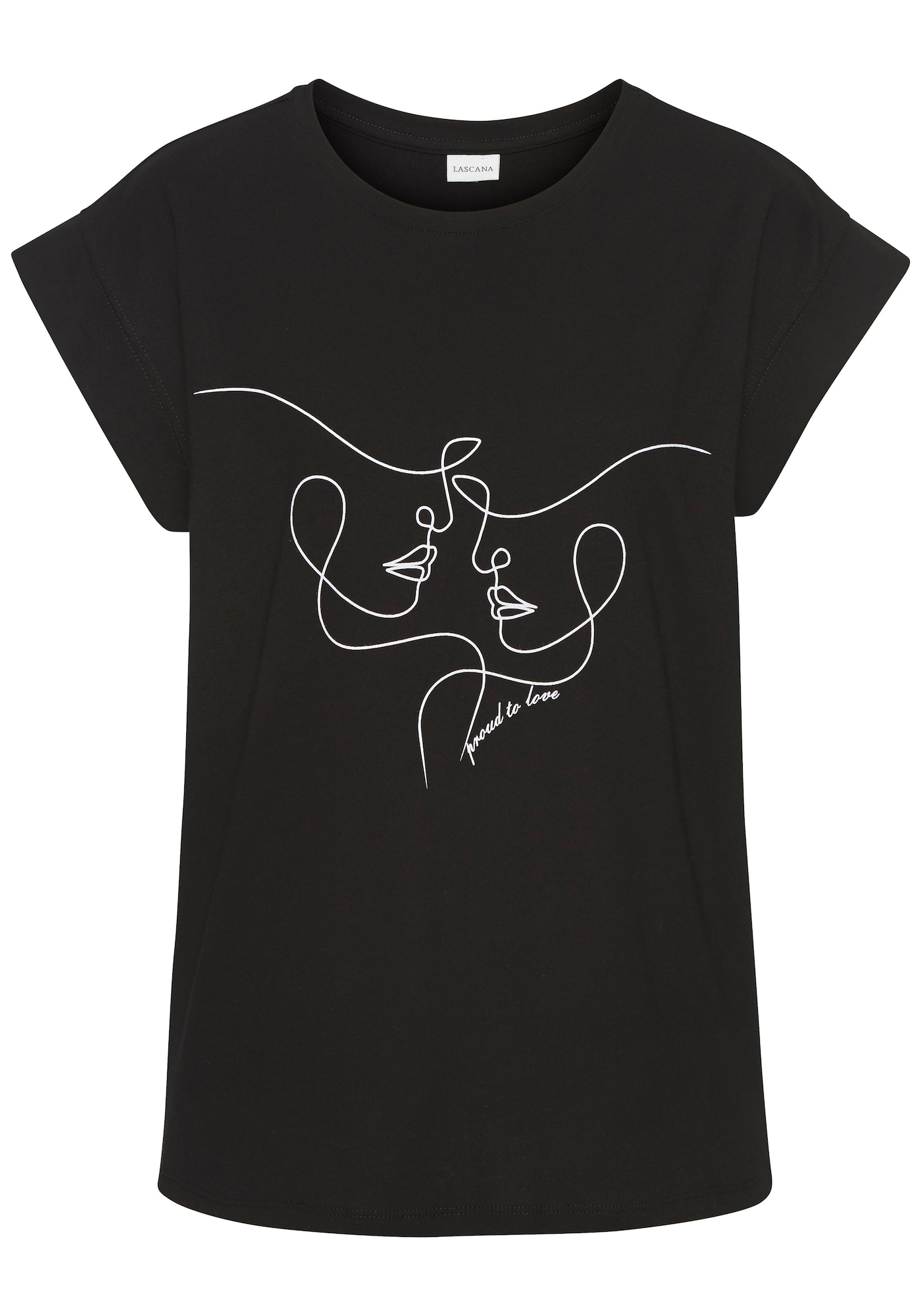LASCANA Tricou  negru / alb