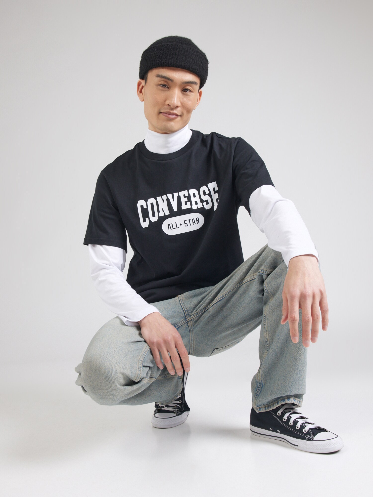 CONVERSE Póló 'RETRO CHUCK'  fekete / fehér termék 2. képe