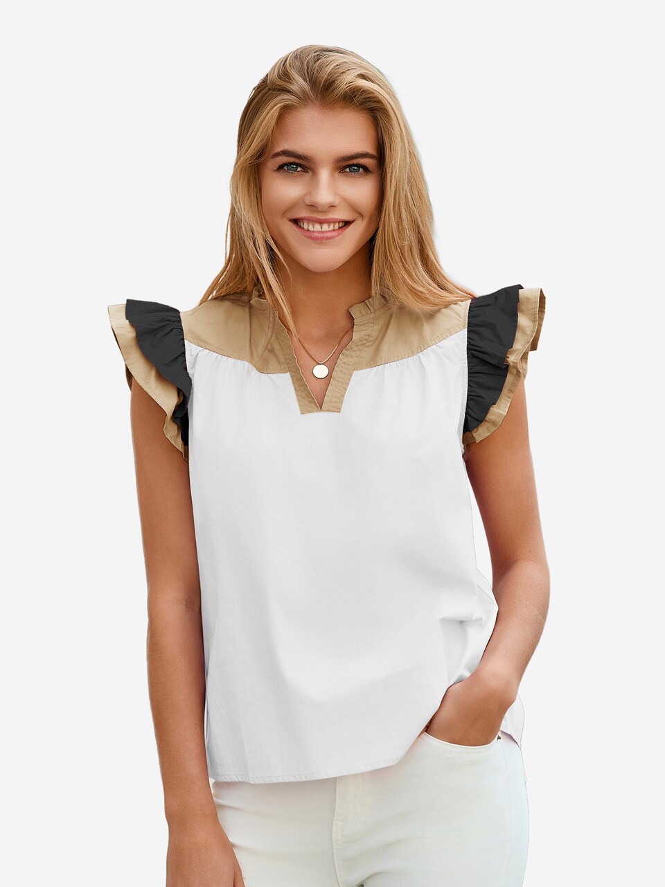 Blus beige / svart