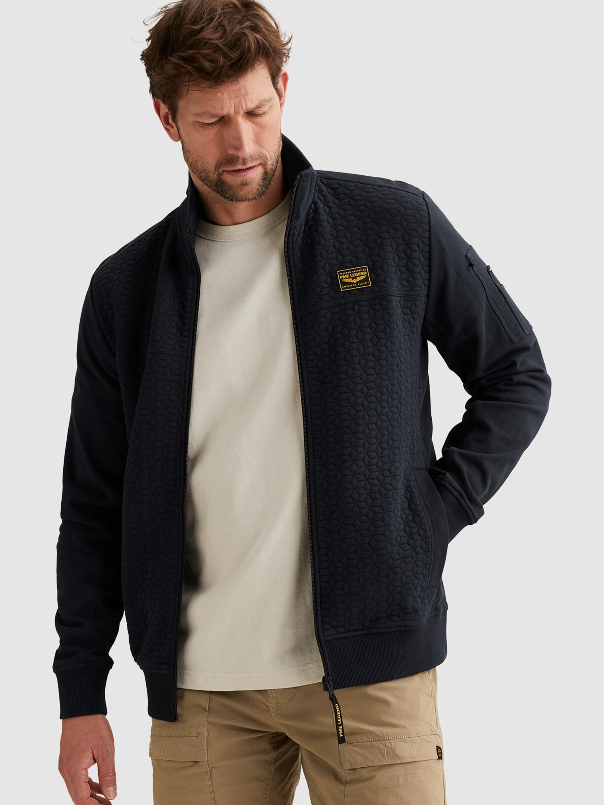 PME Legend Sweatshirt 'PME LEGEND Sweat jacket with textures and flight pocket' herr