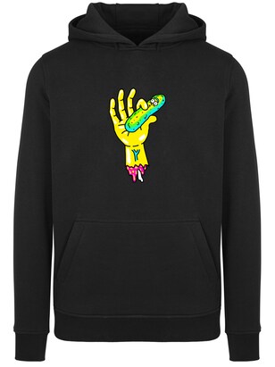 F4NT4STIC Sweatshirt ‘Rick and Morty Pickle Hand’ Geel / Groen / Zwart