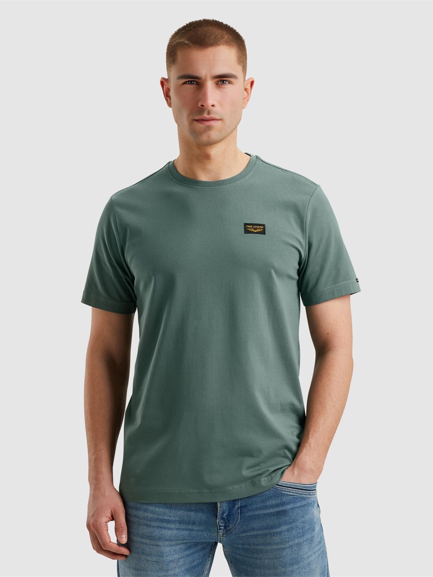 Pme Legend Shirt 'American Classic T-shirt' Groen Gemêleerd