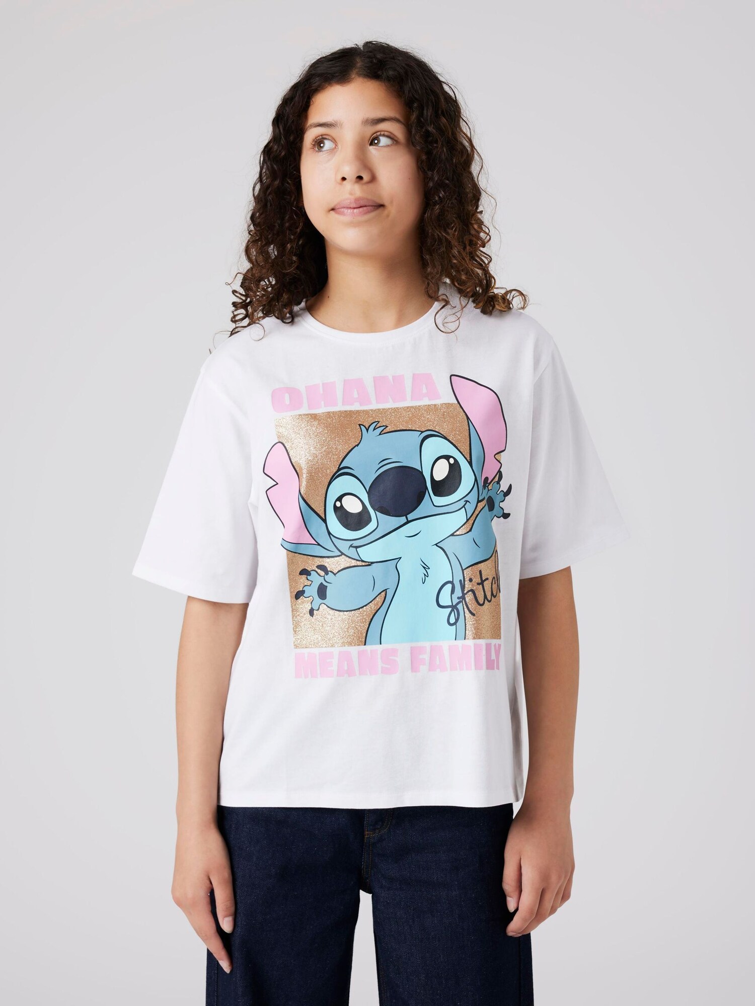 TWO SOON Tricou 'Stitch'  albastru regal / ciocolatiu / roz / alb