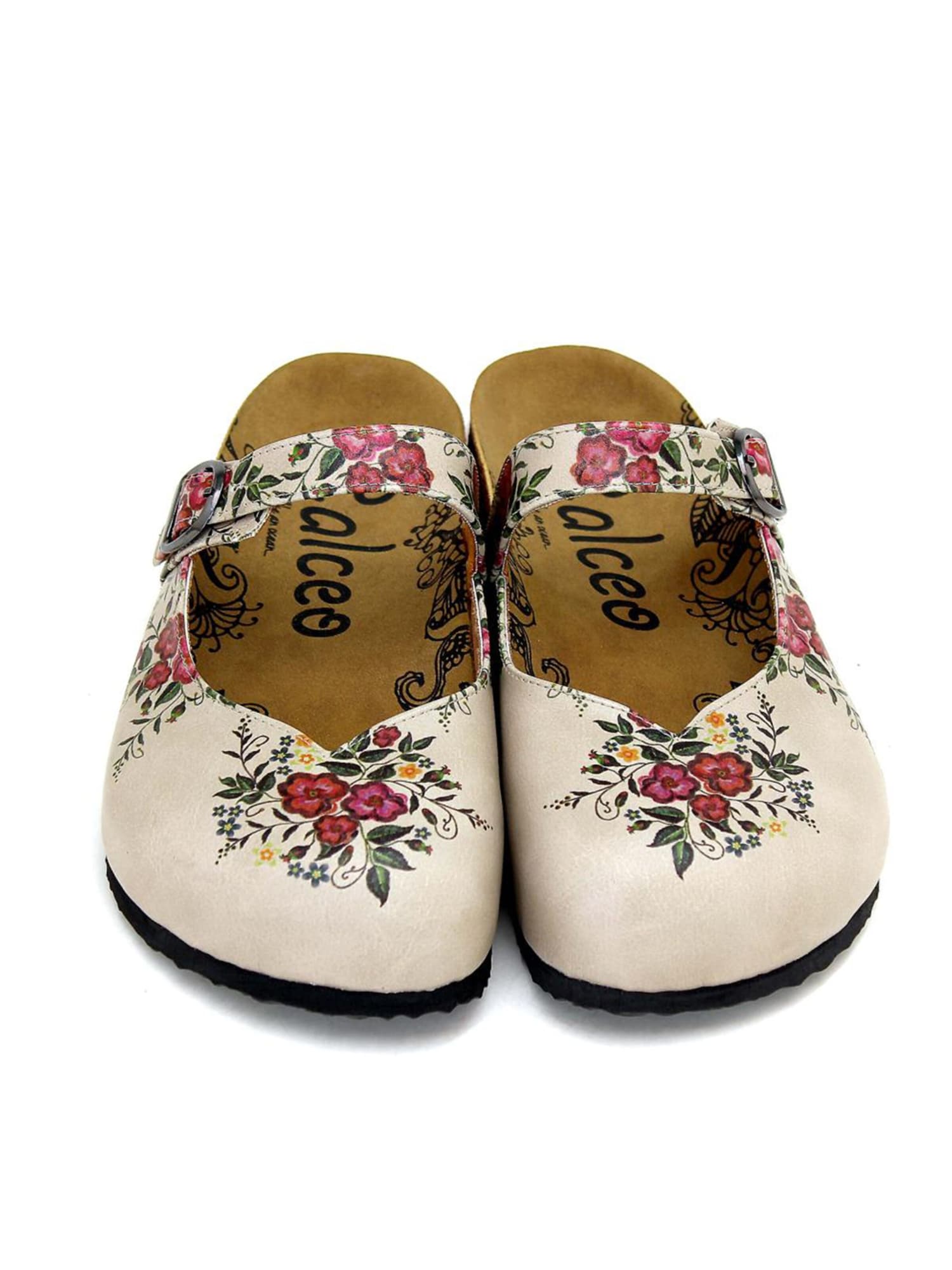 Goby Clogs 'Women Calceo Beige Clogs CAL2211 with flowers' beige