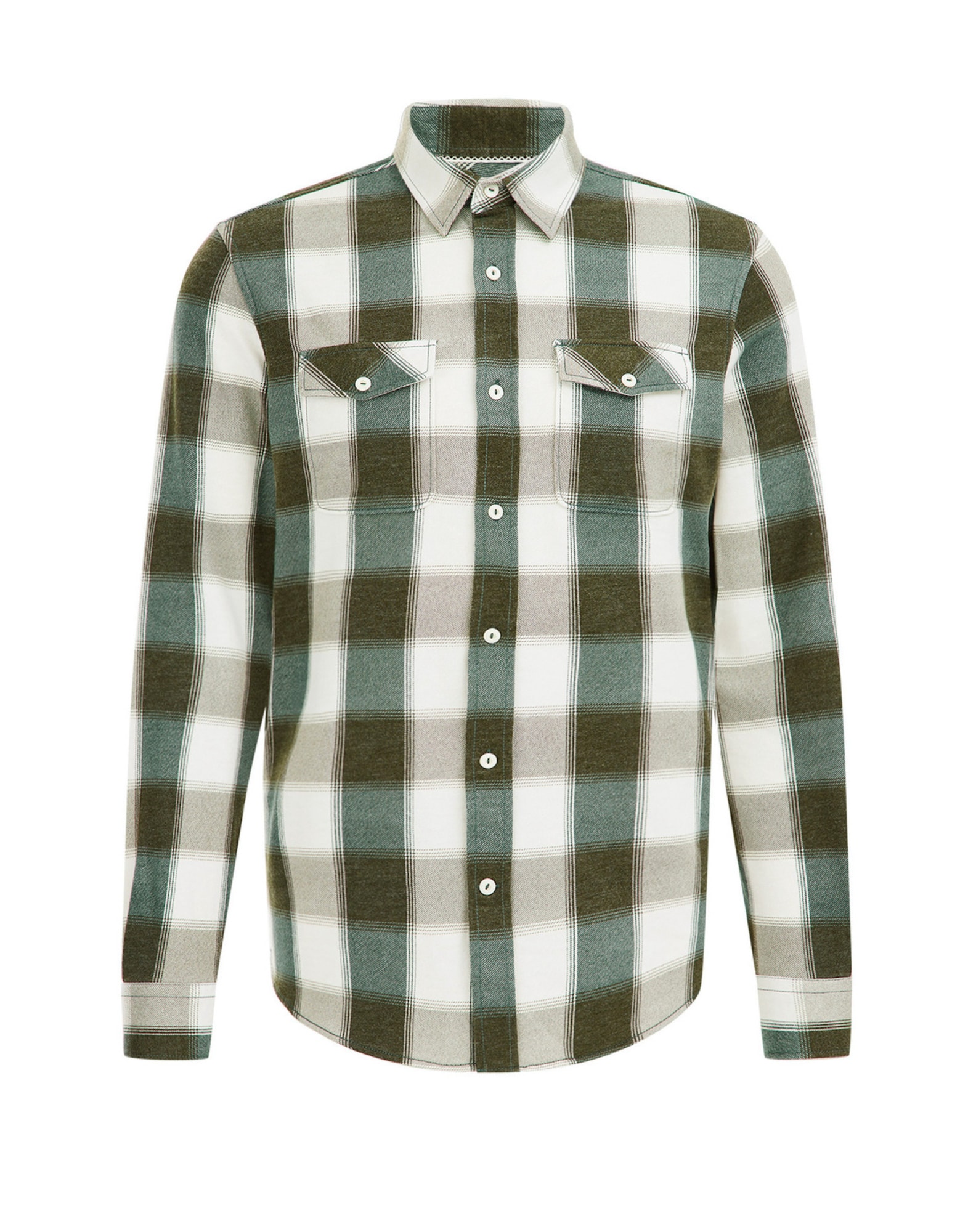 WE Fashion Cămașă  grej / verde jad / verde închis / alb